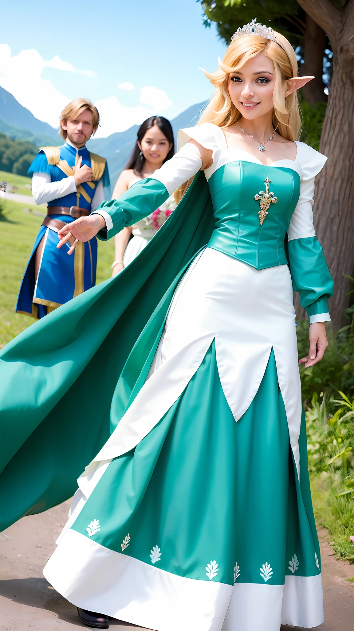 Create a realistic image of Princess Zelam marrying Link