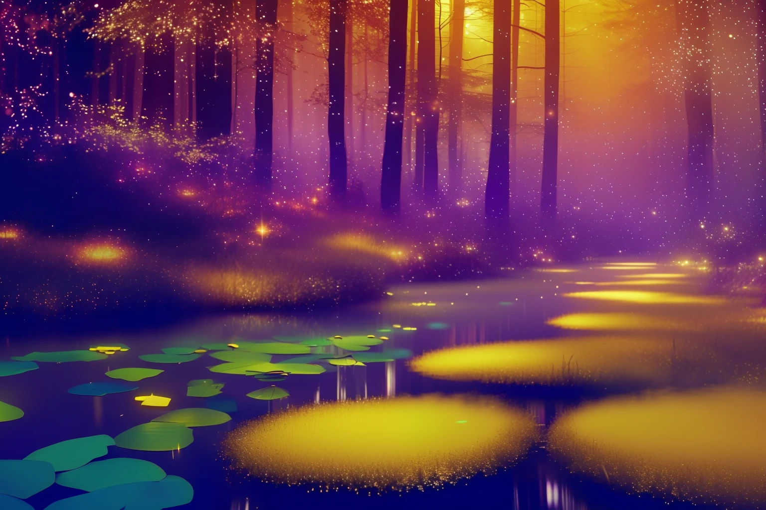beautiful, forest, summer river shiny glitter texture, soft blue transparent glow,tiny falling stylize 60000, colours, shiny glitter +shiny glitter texture pixar animation style, detailed, soft light, octane render, 8k ,tiny fireflies