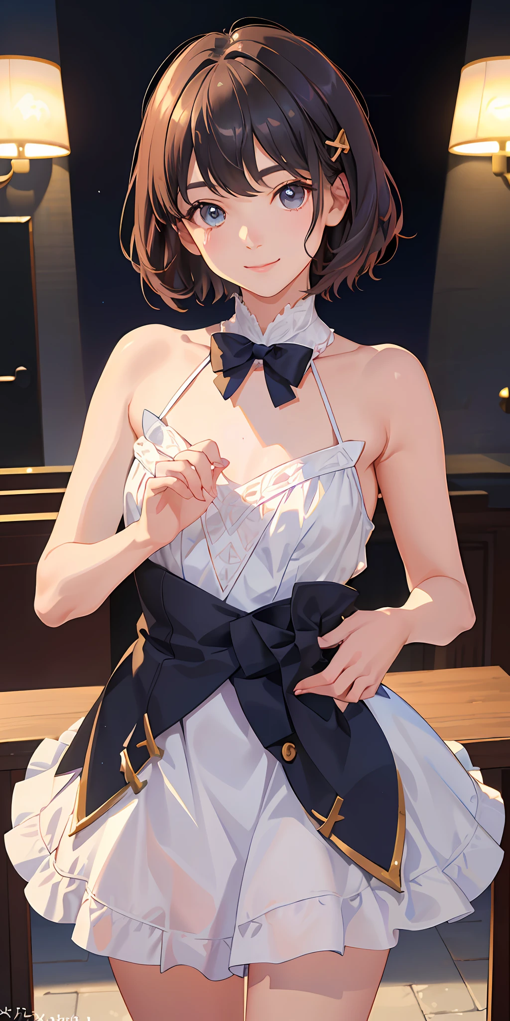 (Photorealistic:1.4), (Masterpiece, Sidelight, Exquisite Beautiful Eyes: 1.2), Masterpiece*Portrait, Realistic, 3D Face, Glistening Eyes, Glossy Hair, Glossy Skin, Solo, Embarrassing, (Abdomen),Enako, (Masterpiece, Best Quality: 1.2), (Look at the Viewer), Happy Face, Gold Theme, Night, Cloudy Sky, Idol Costume, Setouchi Idol, (( STU48's Kai Kokoai)))), ((STU48's Kai Kokoai)))), ((STU48's Kai Kokoai)), (STU48's costume)), (STU48's costume))))), (心愛)))), Kai Kokoai, Kai Kokoai, STU48, (Kai Kokoai's face)))), (STU48))), (Short hair)))), ((KAI KOKOA)), (Smile))), (( (Kai Kokoai no Hair))), (Middle breast, tomboy, head small)), Sunlight, (Perfect Body : 1.1), Solo, Idol, Short Bob Cut, Reddish Brown Hair, Full Body Shot, Schoolgirl, Uniform, (Highly Detailed CG 8k Wallpaper), (Very Delicate and Beautiful), (Masterpiece), (Best Quality: 1.0), (Ultra High Definition: 1.0), Beautiful Lighting, Realistic Shadows, [High Definition], Detailed Skin, Ultra Detail , ((middle chest, tomboyish, small head)),