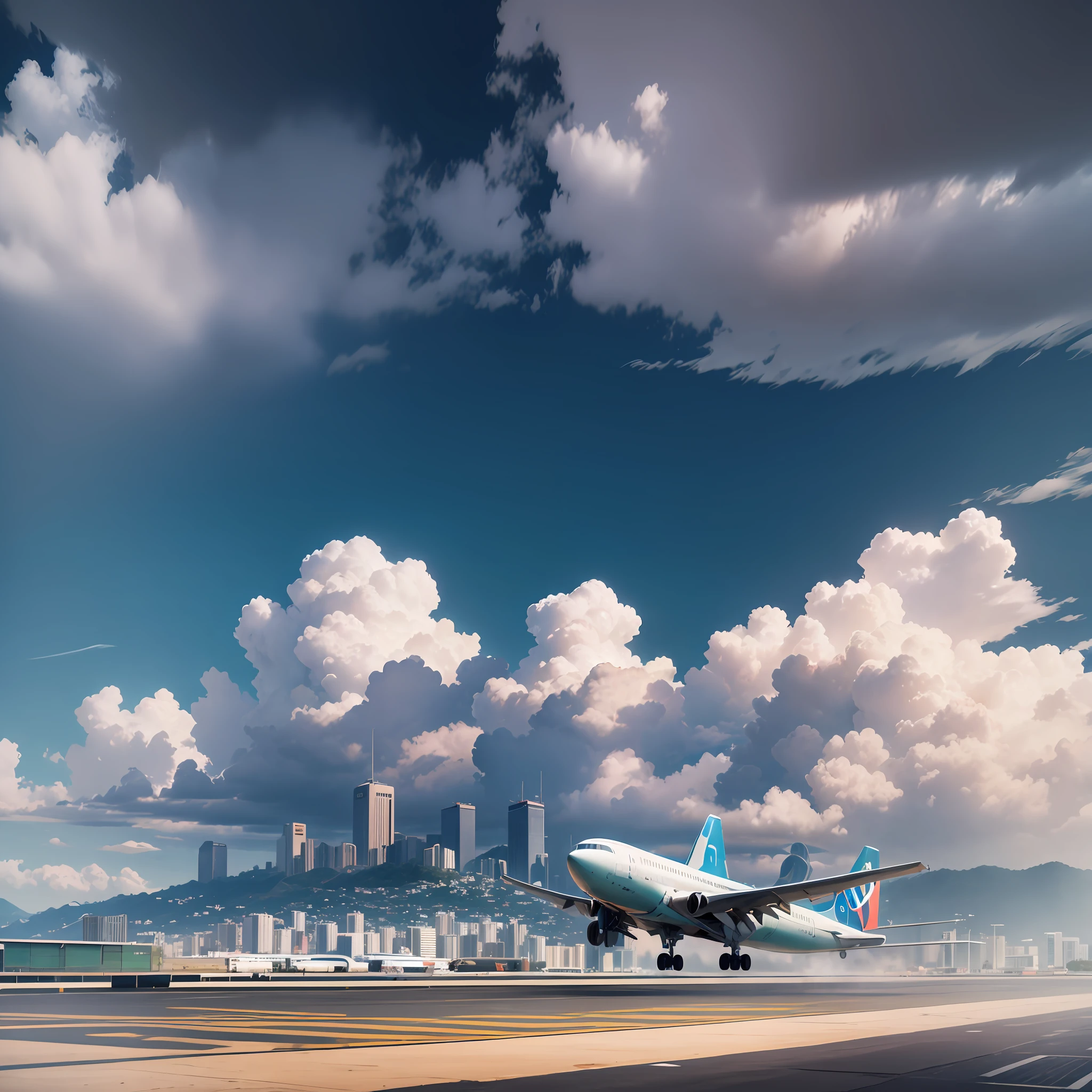 Create a realistic scenario of an airport runway with a plane already stopped on the runway in the background, and contrasting with a Rio de Janeiro landscape with Christ the Redeemer in the distance. Make sure the resulting image looks realistic, with details that capture the essence of the scene. Add textures and details to the plane and runway to make them more realistic, such as the plane's metal look and the runway's asphalt look. Make sure that the Rio landscape with Christ the Redeemer in the distance is an important element of the scene, adding details that highlight the natural beauty of Rio de Janeiro. Add textures and details to make the image more interesting, such as the appearance of clouds and sky colors. Make sure the resulting image is a high resolution, 8K quality." —c 10 —ar 2:3 --auto --s2