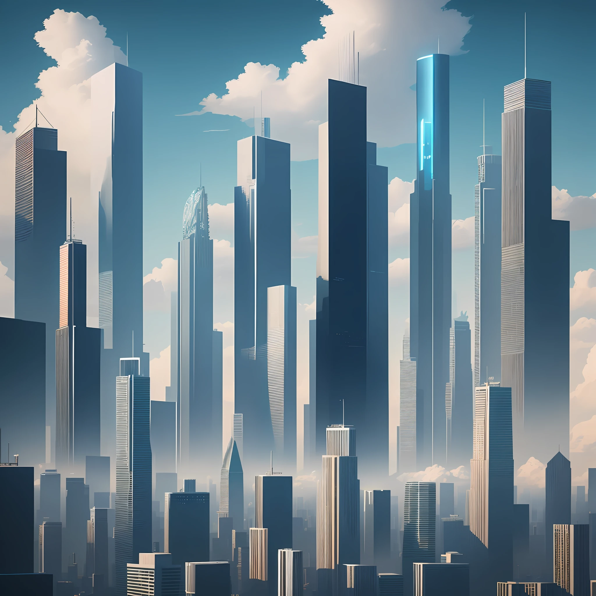 Skyscrapers higher than clouds Top Quality 8K Cyberpunk