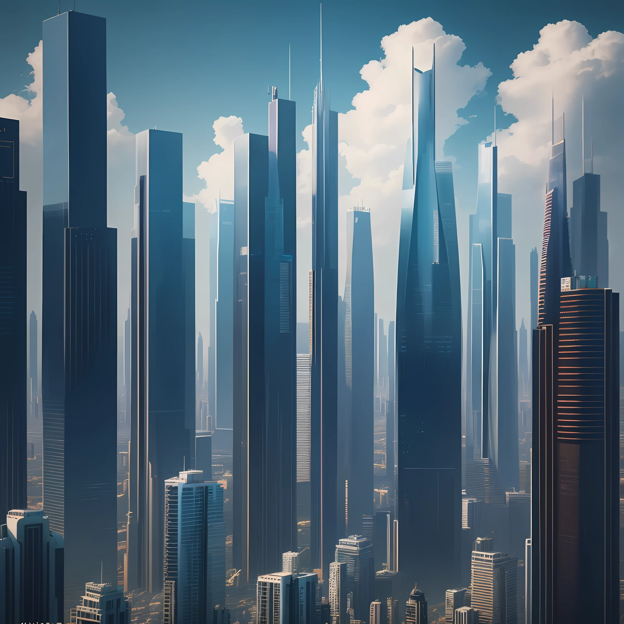 Skyscrapers higher than clouds Top Quality 8K Cyberpunk