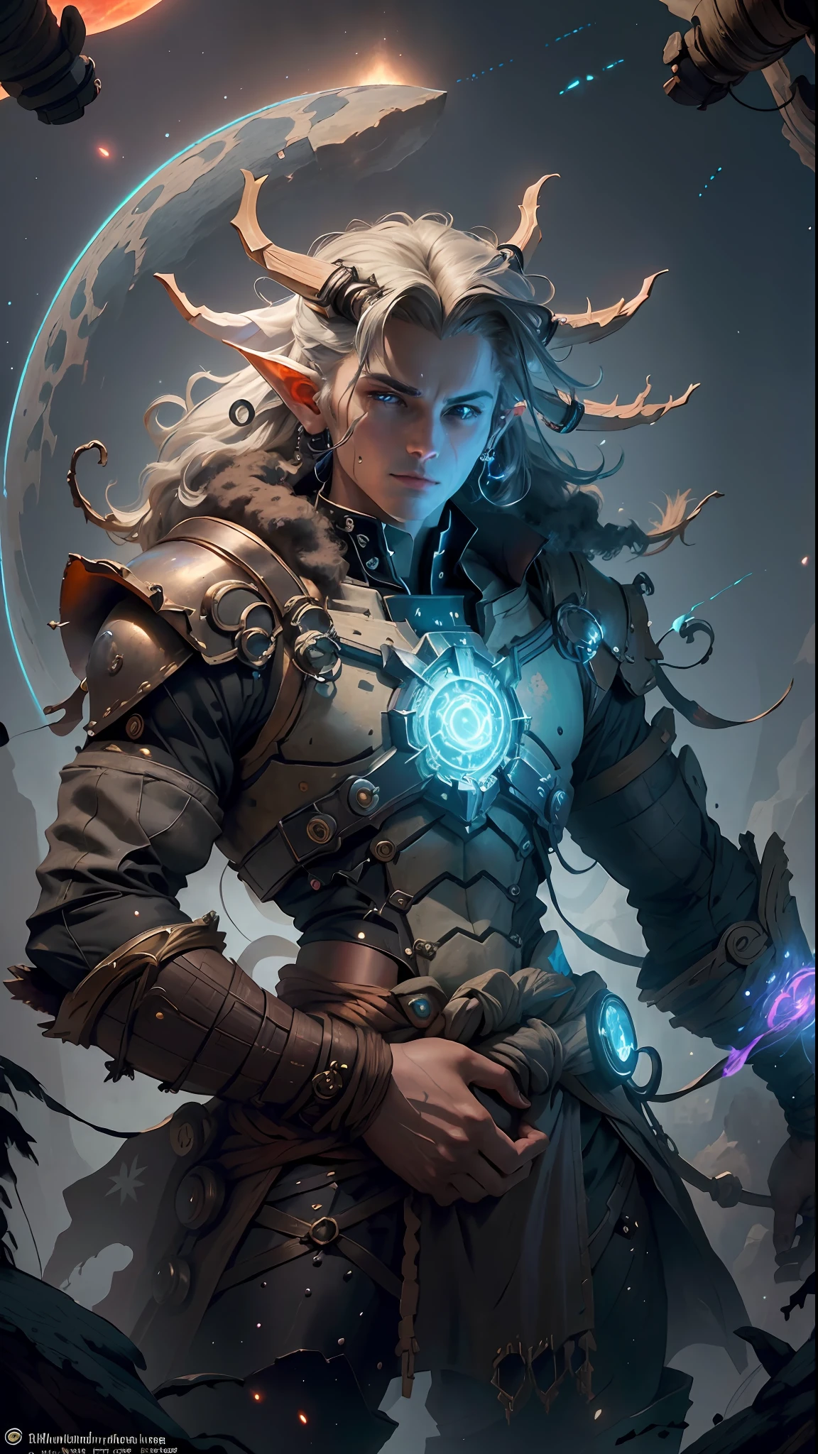 ((Best quality)), ((masterpiece)), (highly detailed:1.3), 3D, In a distant future where the boundaries between science fiction and fantasy have dissolved, the world is a tapestry of awe-inspiring wonders. Enter a universe where magic and technology coexist in harmony, shaping the destiny of civilizations across vast reaches of space.At the heart of this realm lies the Celestial Nexus, an intergalactic hub of mystical energies and technological marvels. Here, arcane knowledge intertwines with cutting-edge science, giving rise to a society where spaceships are imbued with the power of ancient spells, and technology is augmented by the mystic arts.Embark on a grand odyssey as a young explorer, destined to unravel the secrets of the Celestial Nexus. As you traverse the uncharted realms of the cosmos, encounter diverse civilizations teeming with beings who possess extraordinary abilities. From the ethereal Elven Spires, where the art of interdimensional travel is perfected, to the cybernetic enclaves of the Android Conglomerate, witness the tapestry of life as magic and technology intertwine.Unleash your latent powers as you become attuned to the energies that flow through the Nexus. Harness the ancient incantations of forgotten sorceries to propel your starship across the vast expanse of the cosmos. Engage in epic battles against cosmic abominations and interstellar tyrants, wielding enchanted weapons infused with futuristic enhancements.As you delve deeper into the enigmatic realms of the Celestial Nexus, uncover the origin of this harmonious fusion of magic and technology. Discover the ancient prophecies that foretell a cataclysmic event threatening to tear apart this delicate balance. Unite with a band of extraordinary beings, each possessing their own blend of magical aptitude and technological expertise, to embark on a perilous quest to save the Nexus from imminent destruction.In this epic saga, your choices will shape the fate of worlds, as the boundaries between