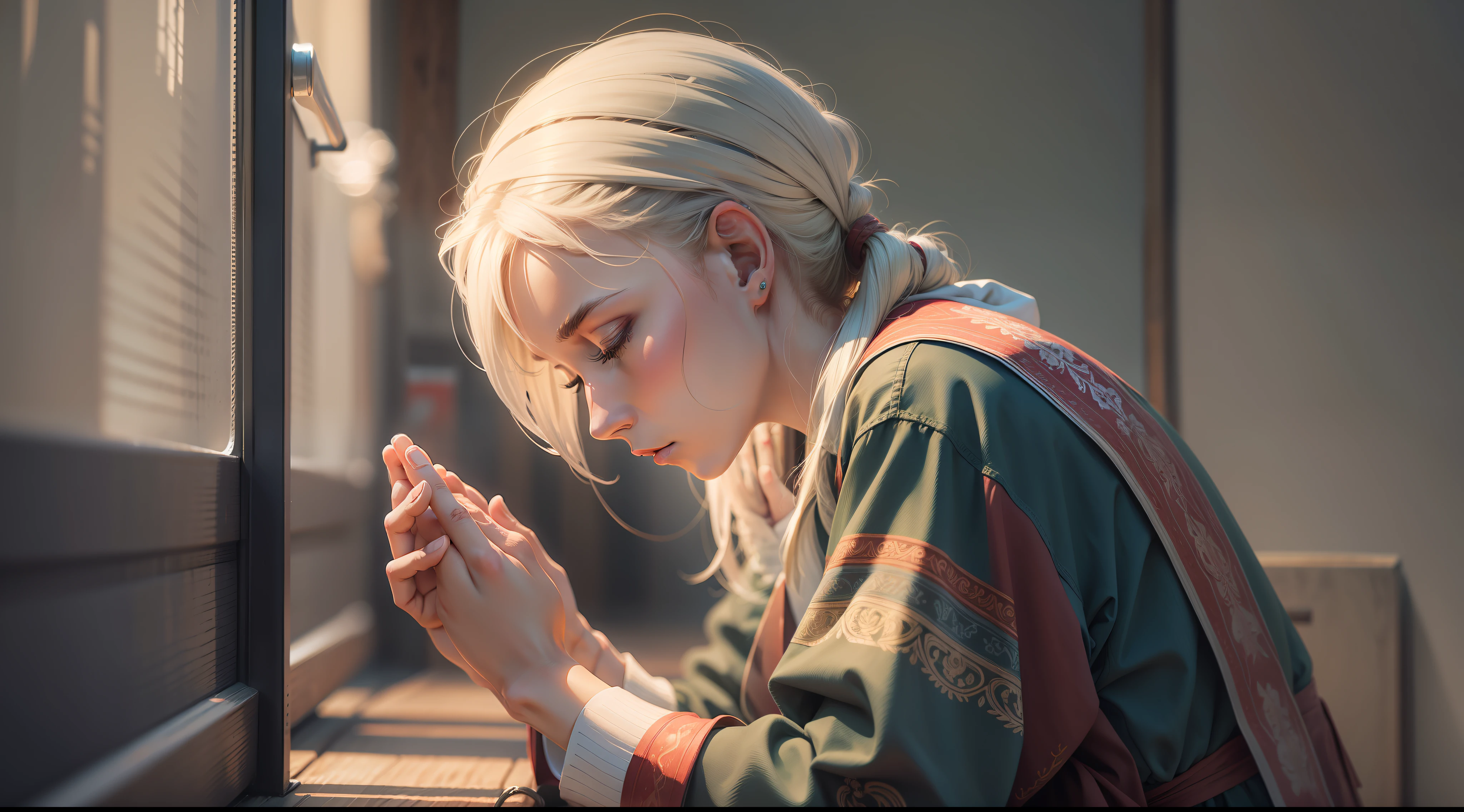 PERSON PRAYING FROM THE SIDE