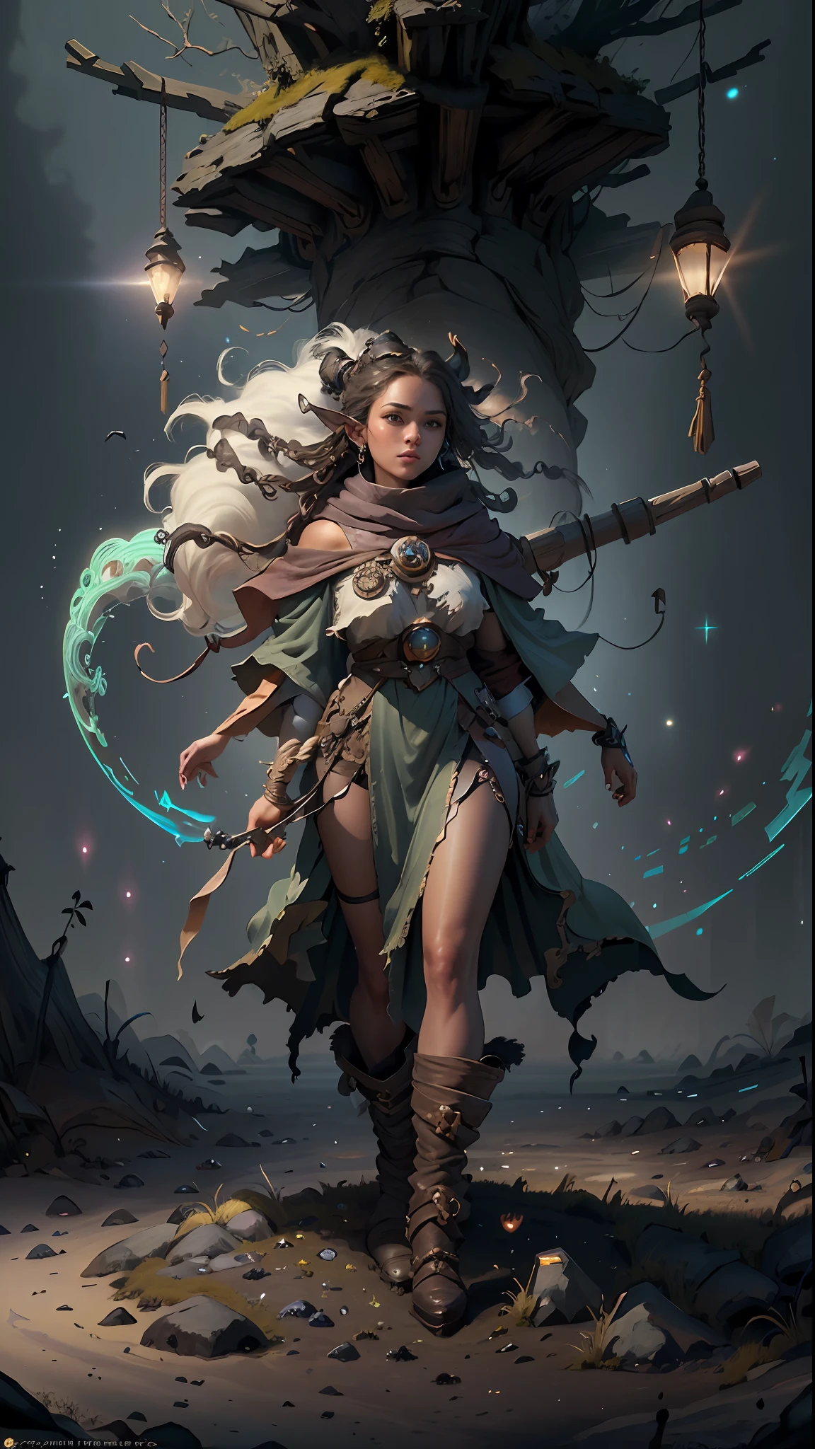 ((Best quality)), ((masterpiece)), (highly detailed:1.3), 3D, In a distant future where the boundaries between science fiction and fantasy have dissolved, the world is a tapestry of awe-inspiring wonders. Enter a universe where magic and technology coexist in harmony, shaping the destiny of civilizations across vast reaches of space.At the heart of this realm lies the Celestial Nexus, an intergalactic hub of mystical energies and technological marvels. Here, arcane knowledge intertwines with cutting-edge science, giving rise to a society where spaceships are imbued with the power of ancient spells, and technology is augmented by the mystic arts.Embark on a grand odyssey as a young explorer, destined to unravel the secrets of the Celestial Nexus. As you traverse the uncharted realms of the cosmos, encounter diverse civilizations teeming with beings who possess extraordinary abilities. From the ethereal Elven Spires, where the art of interdimensional travel is perfected, to the cybernetic enclaves of the Android Conglomerate, witness the tapestry of life as magic and technology intertwine.Unleash your latent powers as you become attuned to the energies that flow through the Nexus. Harness the ancient incantations of forgotten sorceries to propel your starship across the vast expanse of the cosmos. Engage in epic battles against cosmic abominations and interstellar tyrants, wielding enchanted weapons infused with futuristic enhancements.As you delve deeper into the enigmatic realms of the Celestial Nexus, uncover the origin of this harmonious fusion of magic and technology. Discover the ancient prophecies that foretell a cataclysmic event threatening to tear apart this delicate balance. Unite with a band of extraordinary beings, each possessing their own blend of magical aptitude and technological expertise, to embark on a perilous quest to save the Nexus from imminent destruction.In this epic saga, your choices will shape the fate of worlds, as the boundaries between