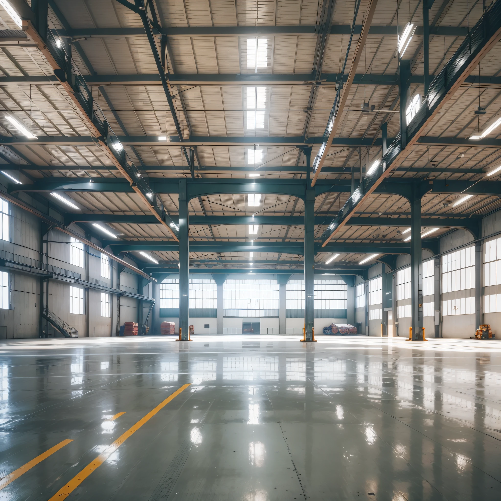 industrial space, white warehouse background, empty warehouse background, [empty warehouse] background, inside warehouse, industrial photography, warehouse, industrial factory, vast empty hall, industrial architecture, factory floor, interior of giant robot factory, futuristic --auto --s2