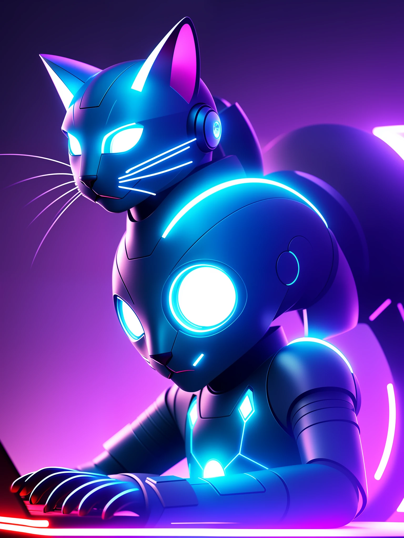 Cyber cat working