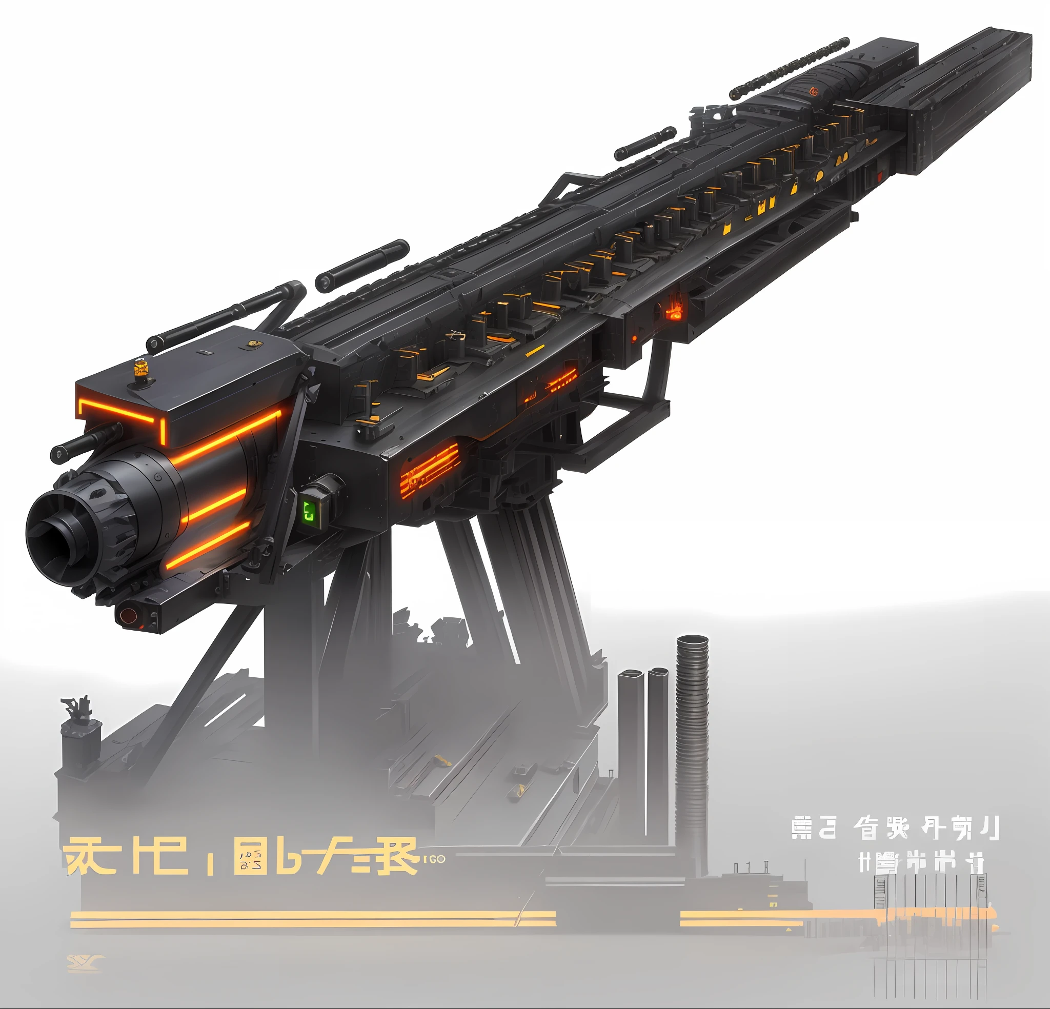 Electromagnetic railgun, mechanical, industrial, rich in rhythm, rich in layering, rich in mechanical, cannon