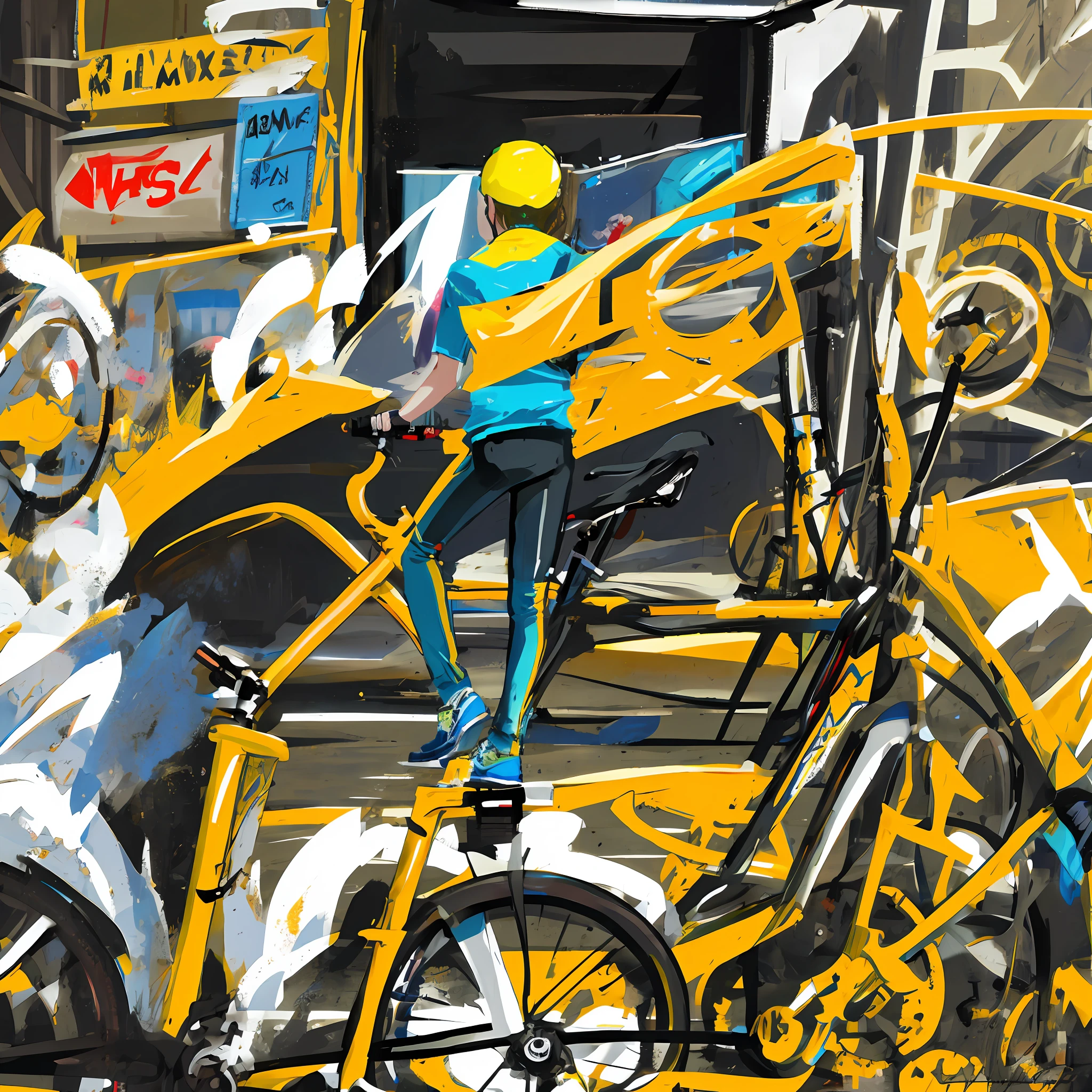 The baby lifts the front of the bike wanting to be a speed ghost