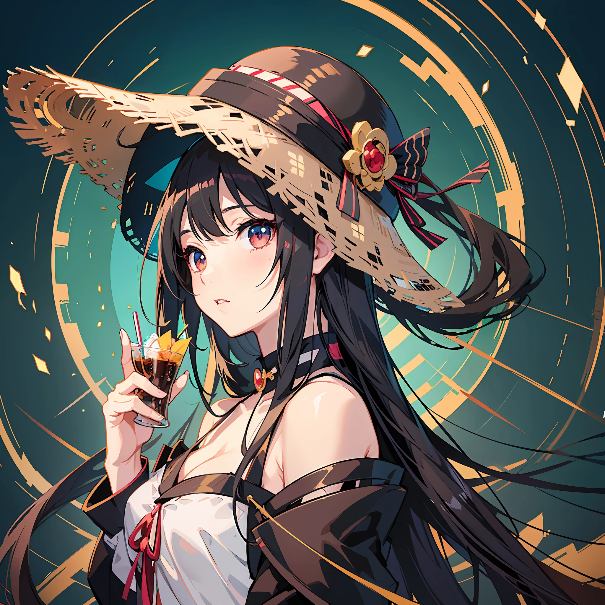 anime girl with long black hair wearing a straw hat, anime style 4 k, beautiful anime portrait, anime moe artstyle, anime art wallpaper 4k, anime art wallpaper 4 k, high quality anime artstyle, anime style portrait, guweiz, artwork in the style of guweiz, detailed digital anime art, anime art wallpaper 8 k, cute anime girl portraits