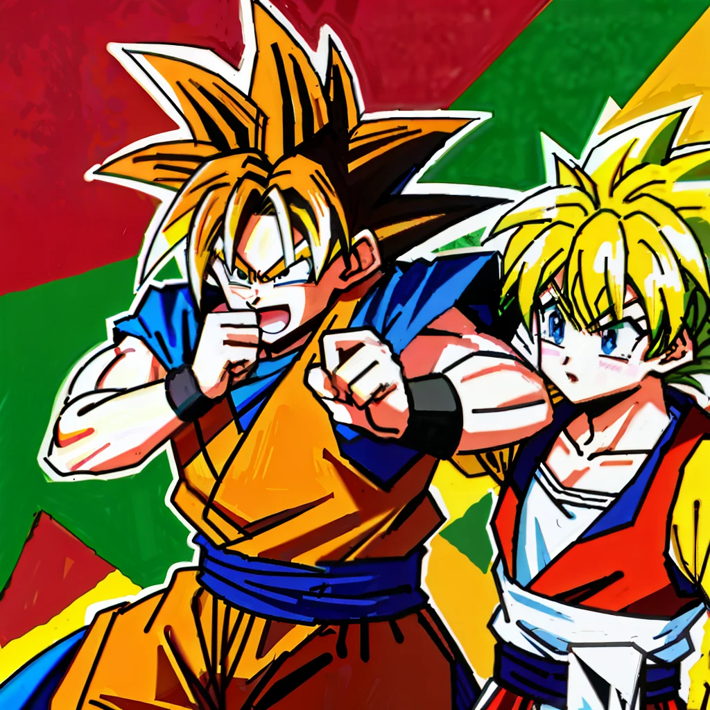 Draw a Dragon Ball Son Goku and Hokage fighting manga