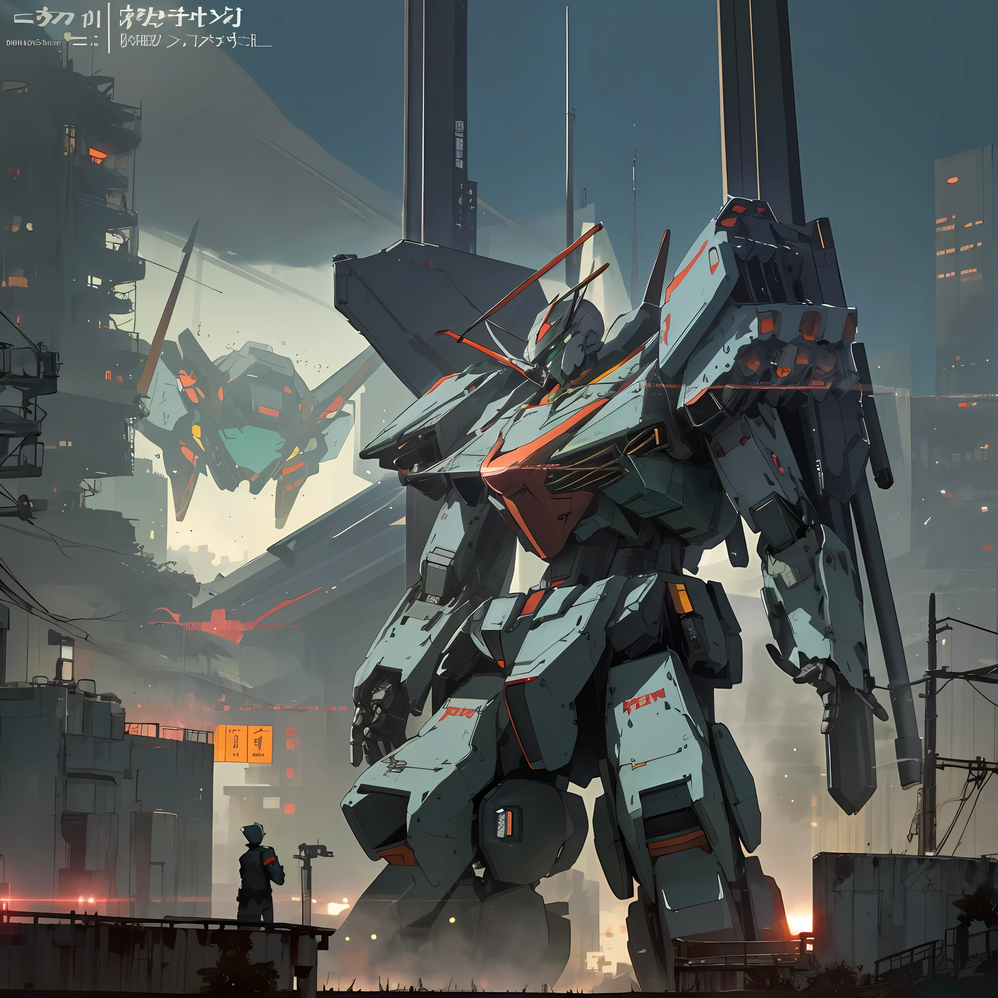 there is a robot standing in front of a city at night, an anime large mecha robot, anime concept hdr anime macmanus, modern mecha anime, mecha suit, cool mecha style, anime mecha aesthetic, mecha asthetic, mecha warrior, japanese mecha, mecha anime, painterly humanoid mecha