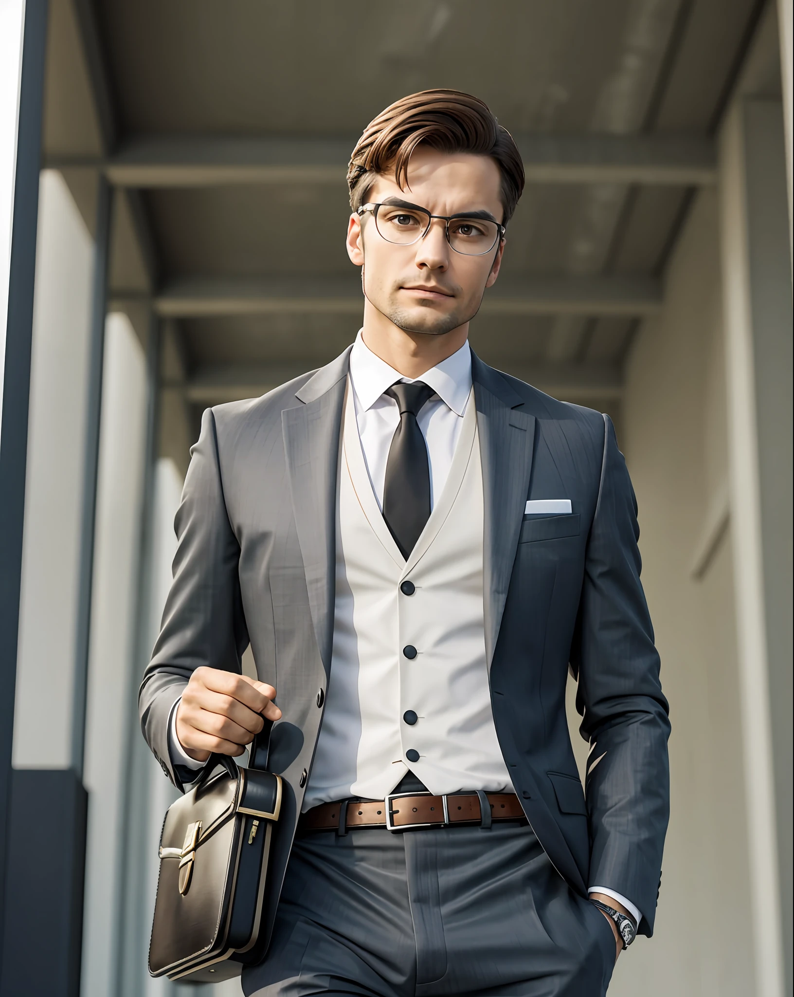 Germany is depicted as a disciplined and efficient professional, donning a crisp suit, holding a briefcase, and wearing glasses. He exudes precision, engineering prowess, and a strong work ethic.