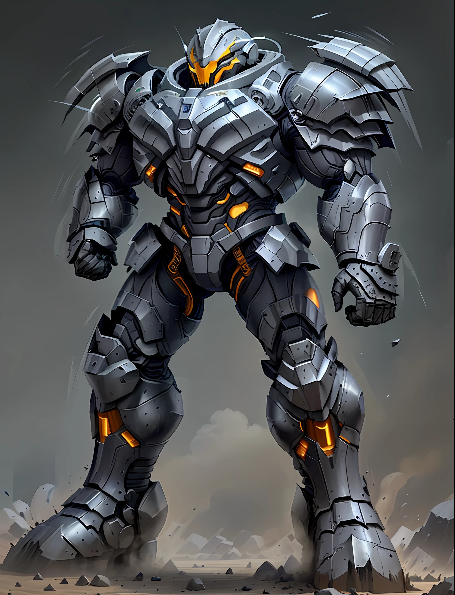 Robot, rich in mechanics, rich in layers, muscular shape armor, rich in layers, heavy armor, armored spacesuit