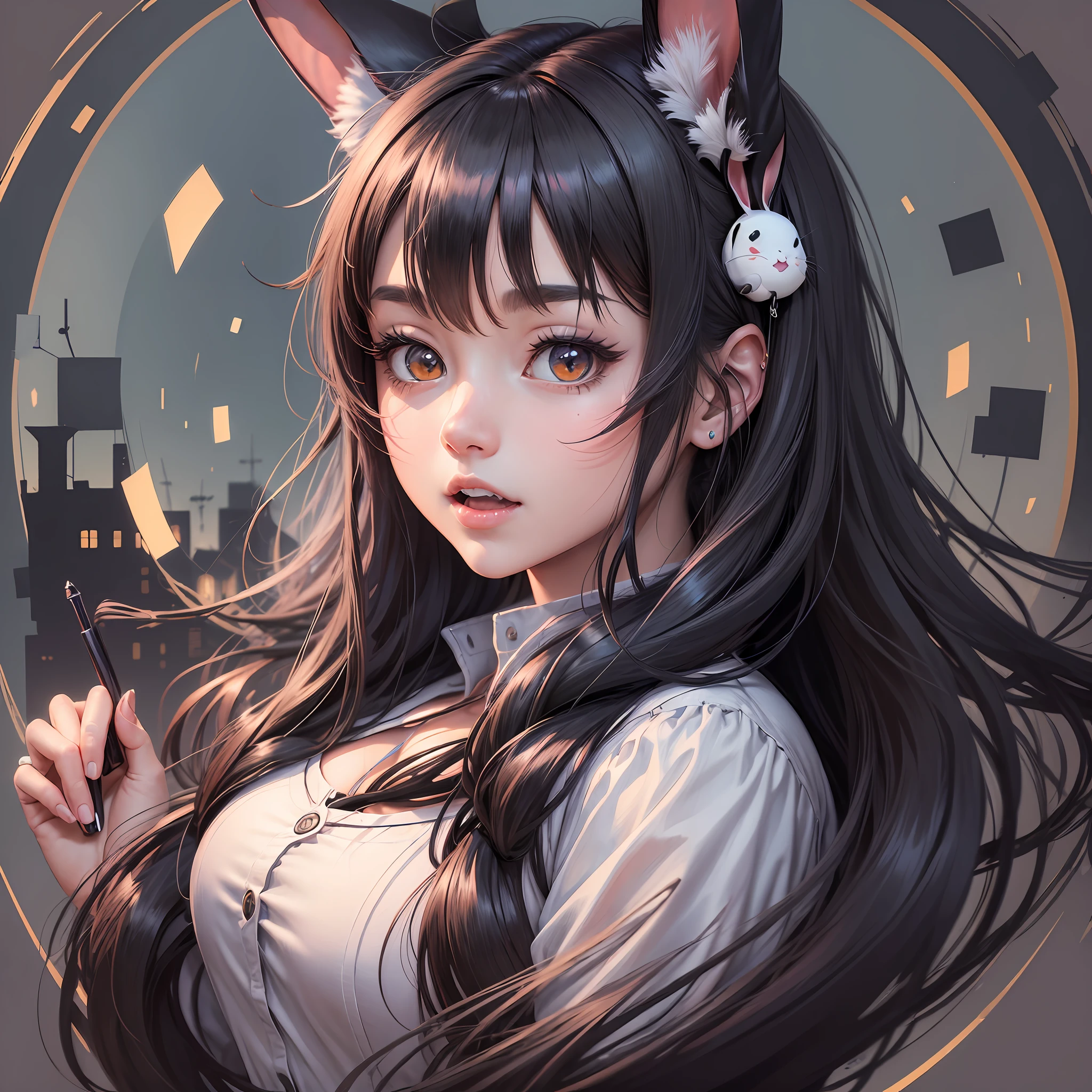 ((high quality)), ((masterpiece)), 8k, anime, black circle, rabbit, big teeth, (3307px x 4252px) --auto --s2