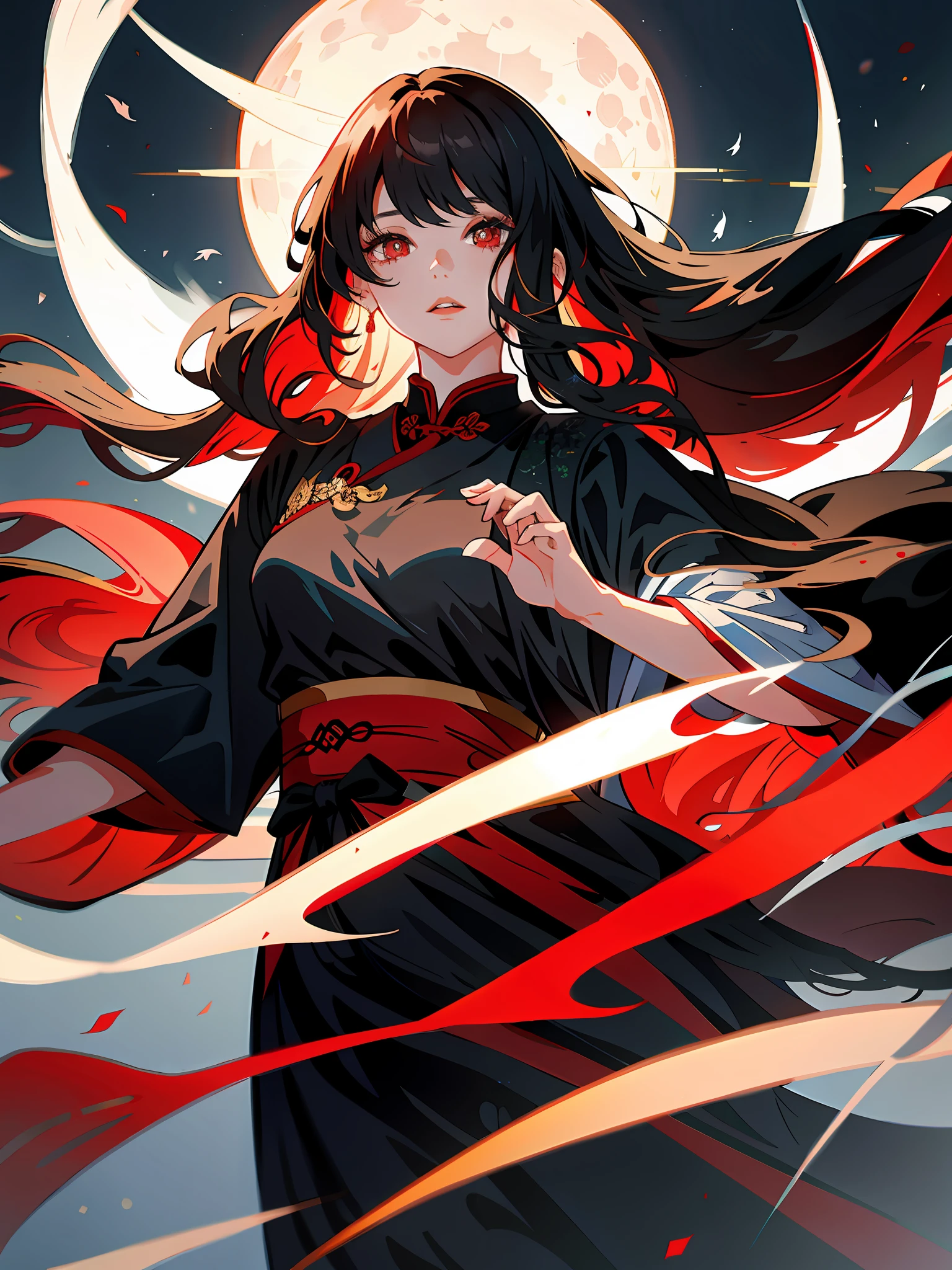 detailed beautiful eyes, red eyes, looking at viewers,