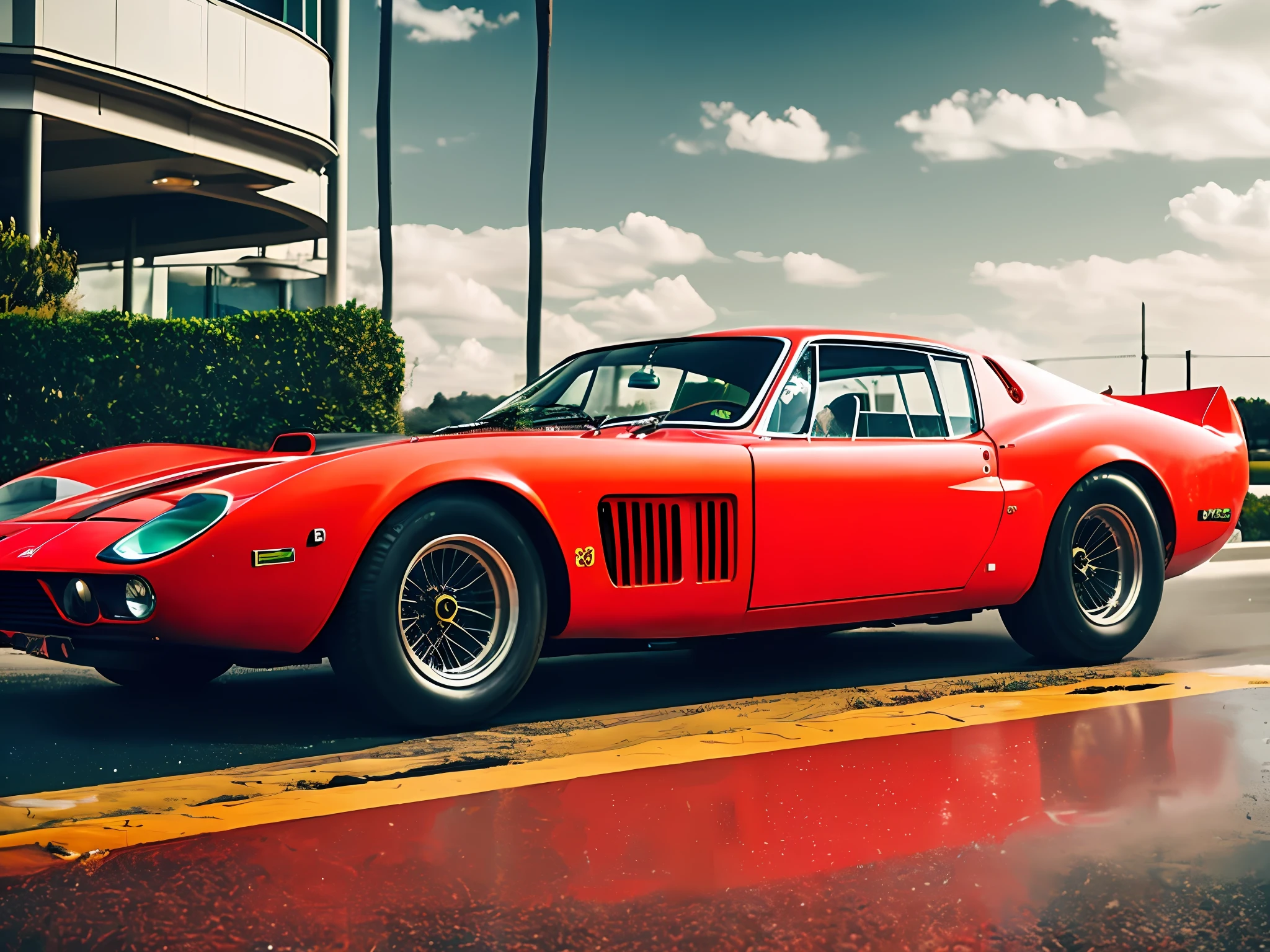 arafed red sports car parked on the side of the road, 80s red sports car, automotive photography, best on adobe stock, by Brian Thomas, classic car, vehicle photography, classic cars, red car, miura kentaro style, car photography, highly detailed hyper real retro, kodakchrome : : 8 k, exotic, cinematic full shot