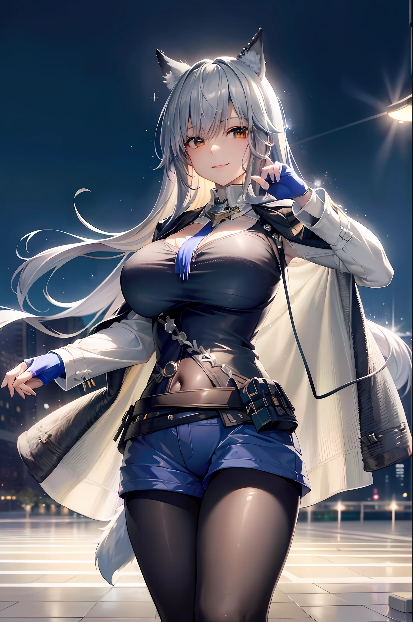 (8k, RAW photo, best quality, master:1.4), ultra high res, (realistic, photo-realistic:1.48),omertosa,1girl,(Kpop idol), (aegyo sal:1), cute, (super bokeh night city center:1.25), bokeh, night, traffic light, road sign, rain, after rain, humidity, professional lighting, detail lighting, photon mapping, radiosity, physically based rendering, backlighting, depth of field, natural light, hard focus, film grain, one meter shooting distance, professional shooting, shooting with Sony a9 II mirrorless camera, detailed eyes, realistic eyes, random pose, random background, fur sleeve, fur collar, a woman in a silver dress with white fur draped over her shoulders, Huge breast sagging severely in the shape of water droplets, (solo, smile, pale skin, blonde hair, korean mixed, kpop idol:1.2), (slender, skinny+thin thighs, cleavage:1.2)