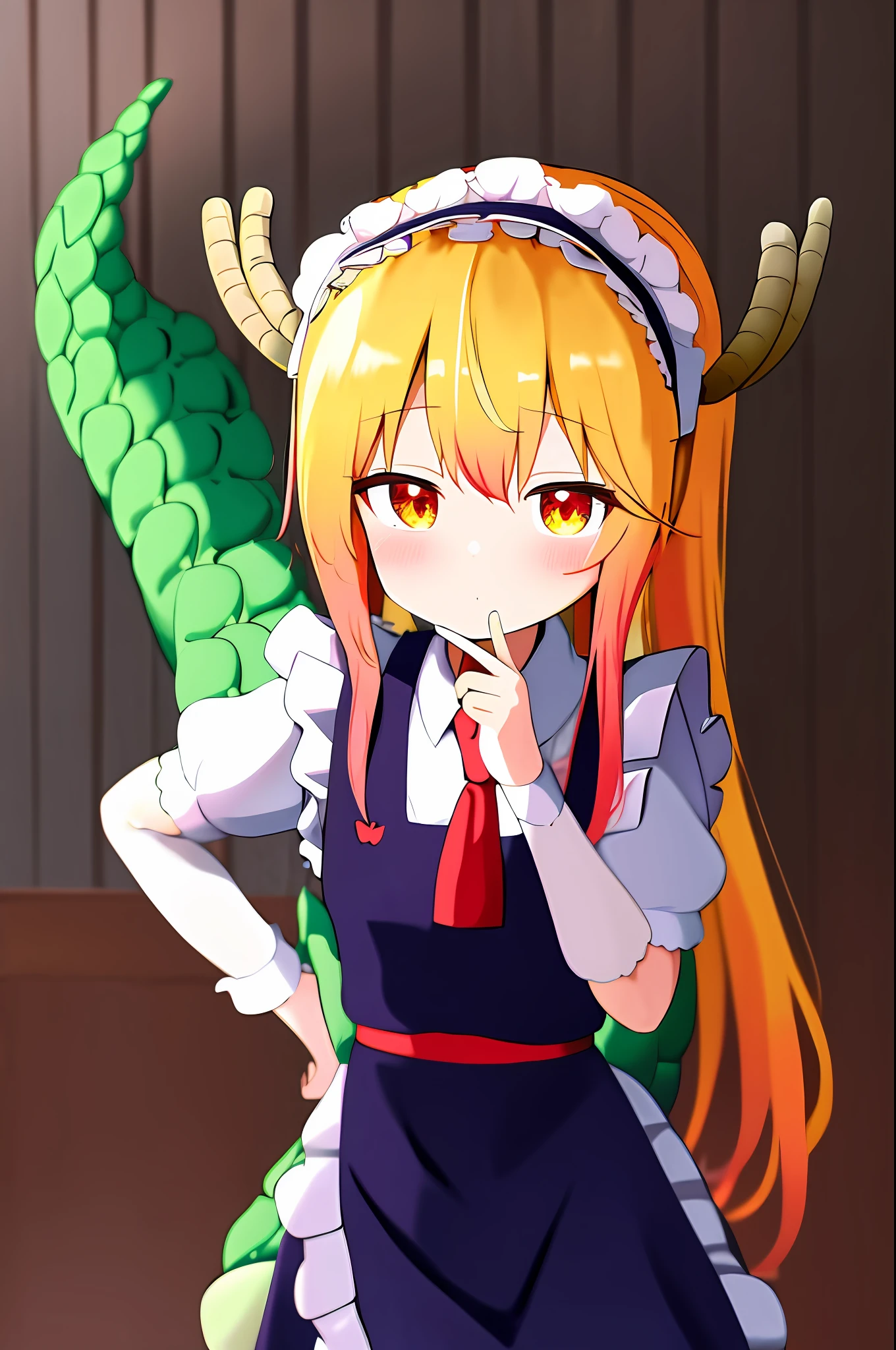 Masterpiece, best quality, tohru \ (maidragon \), dress maid, dragon tail