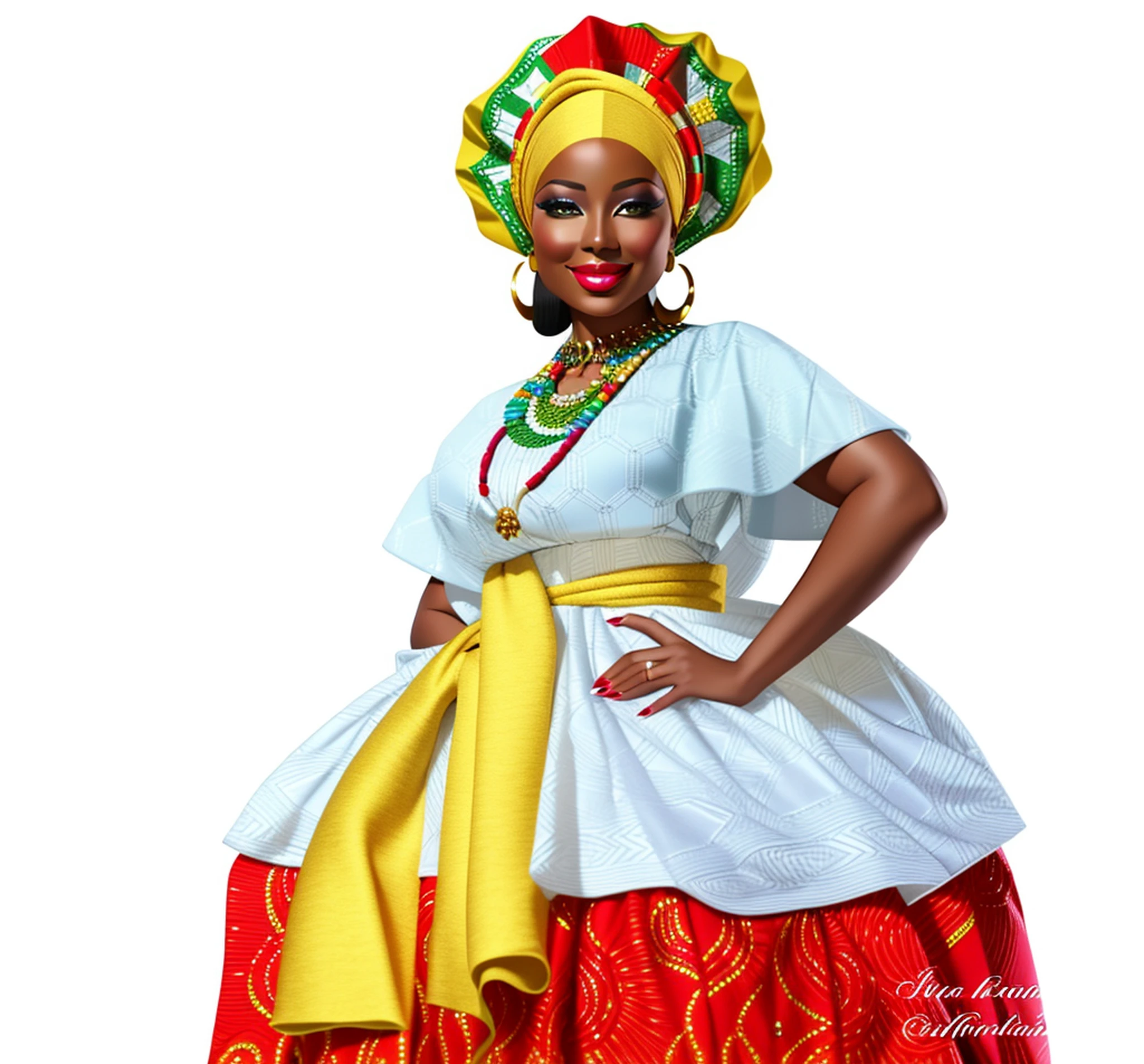 Araffe woman in traditional dress with a yellow and green scarf, traditional dress, traditional clothing, traditional costume, african woman, traditional clothes, african queen, wearing authentic costume, traditional beauty, black african princess, african princess, authentic costume, traditional, colors of brazil, 40 year old woman from brazil, african american woman, stunning african princess