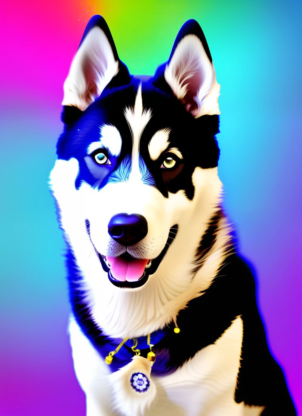 Siberian Husky, Colorful, Realistic, Fusion, Glitter, Cute