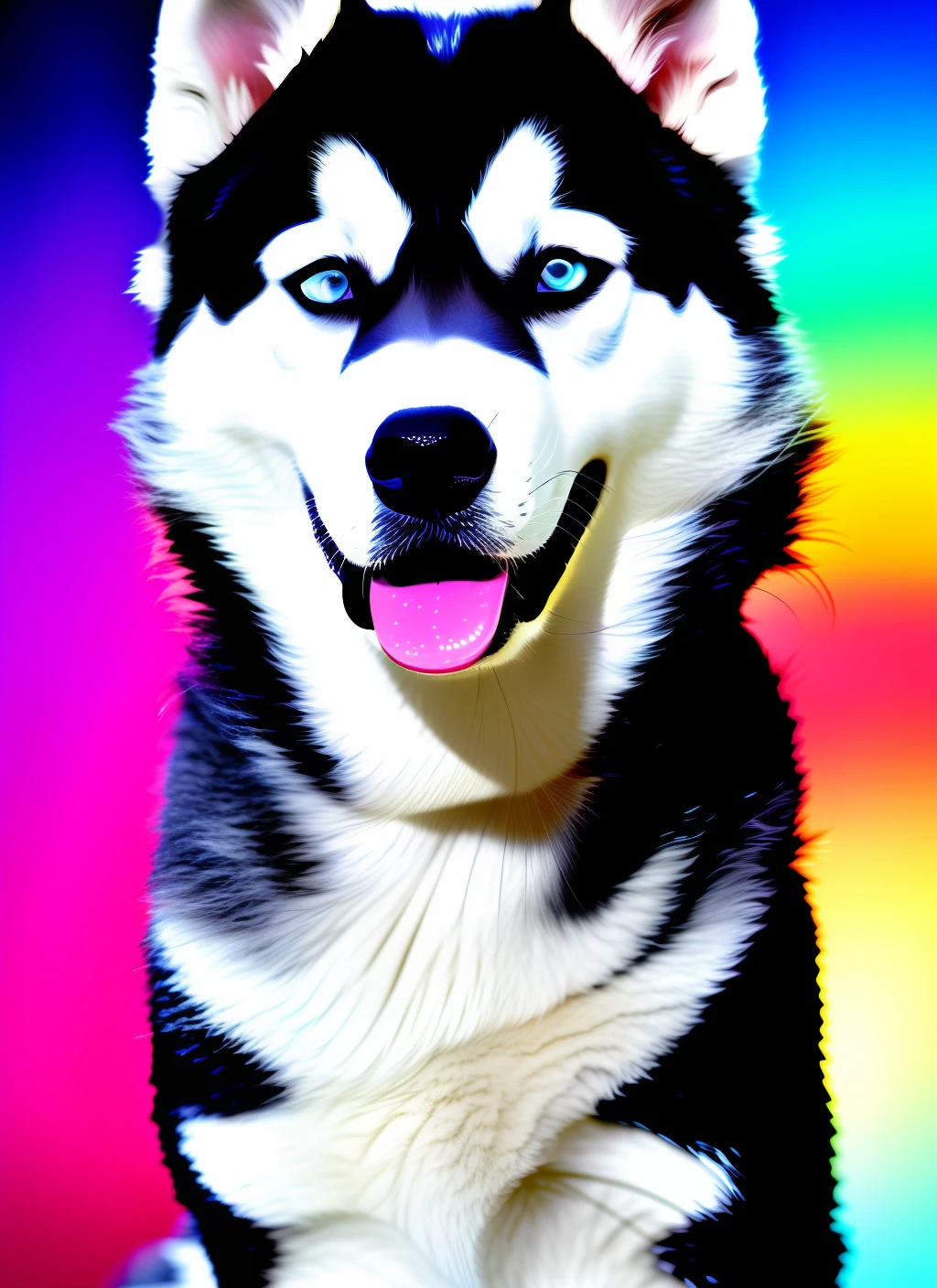 Siberian Husky, Colorful, Realistic, Fusion, Glitter, Cute