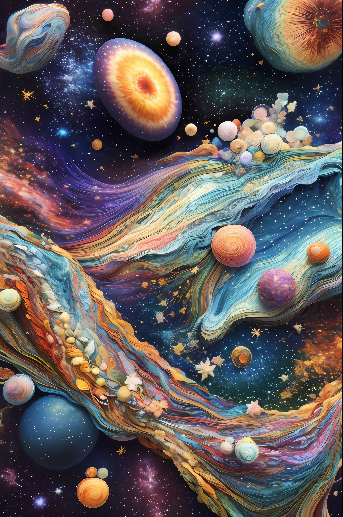 Best quality, masterpiece, ultra high res, (photo realistic:1.4), surrealism, dream-like,
Backward Galaxy, ((abstract art)),
Embroidery,
