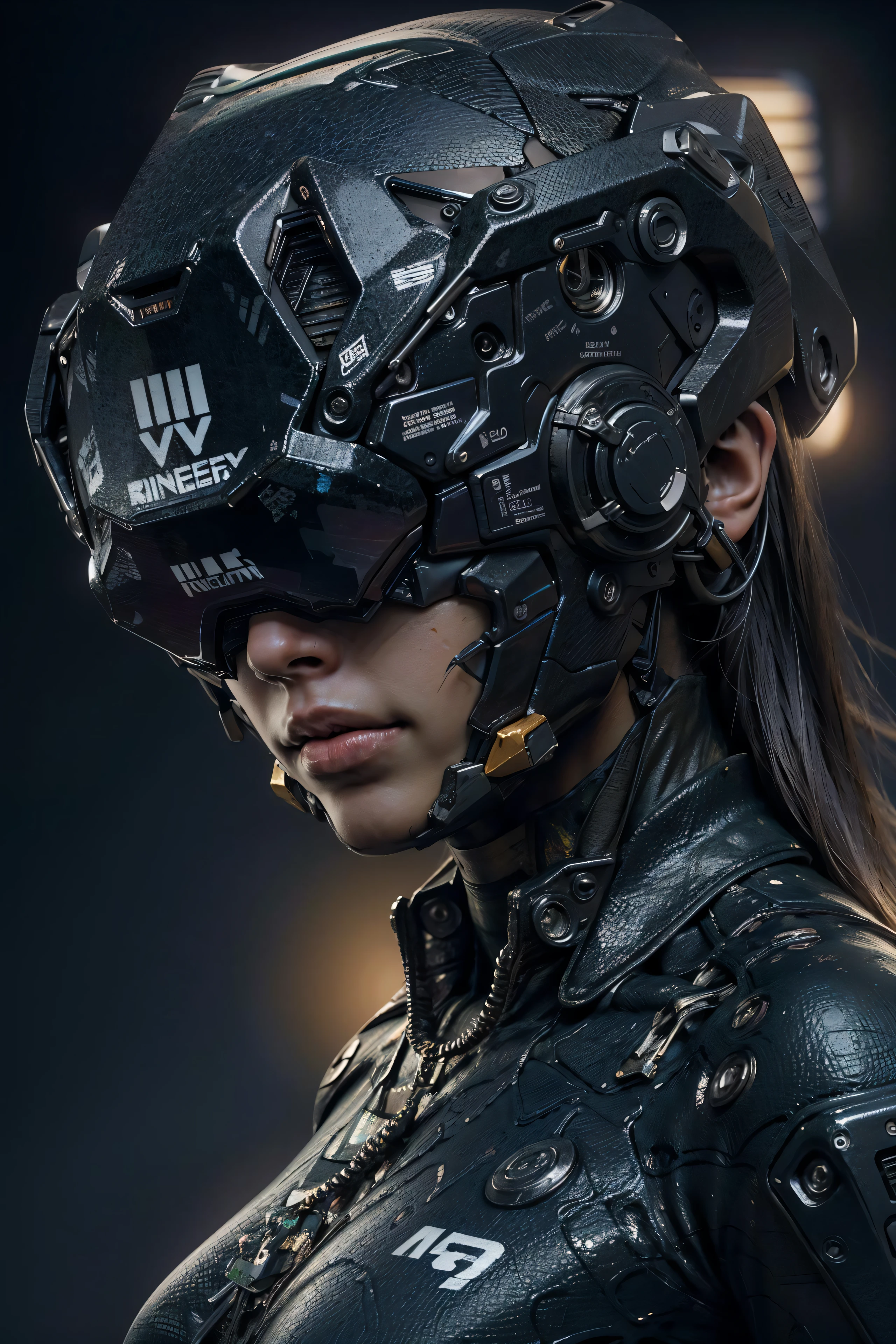 ((Best quality)), ((masterpiece)), (highly detailed:1.3), 3D,full body portrait,rfktr_technotrex, beautiful cyberpunk woman,(wearing head-mounted display that is chunky and hi-tech with neon lights:1.2),wearring a cape,computer hacking,computer terminals,soft glow from neon lights,micro-electronics,computer servers, LCD screens, fibre optic cables, corporate logos,vibrant colours,HDR (High Dynamic Range),Ray Tracing,NVIDIA RTX,Super-Resolution,Unreal 5,Subsurface scattering,PBR Texturing,Post-processing,Anisotropic Filtering,Depth-of-field,Maximum clarity and sharpness,Multi-layered textures,Albedo and Specular maps,Surface shading,Accurate simulation of light-material interaction,Perfect proportions,Octane Render,Two-tone lighting,Low ISO,White balance,Rule of thirds,Wide aperature,8K RAW,Efficient Sub-Pixel,sub-pixel convolution,luminescent particles,light scattering,Tyndall effect