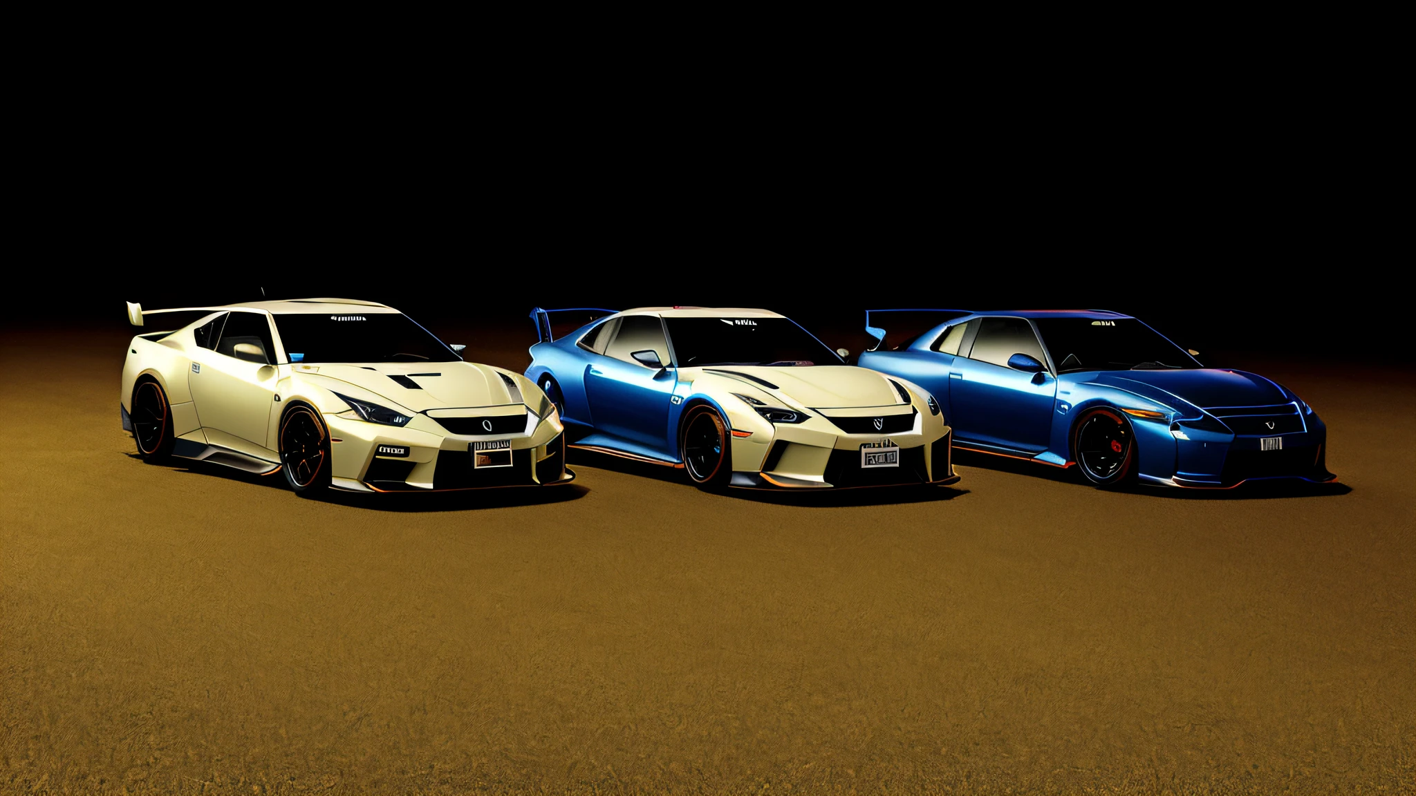 realistic, futuristic, high detailed, lamborghini nissan mixed sport cars, liuberty walk, pandem, roccket bunny, jdm, wide body, stance diferent colors