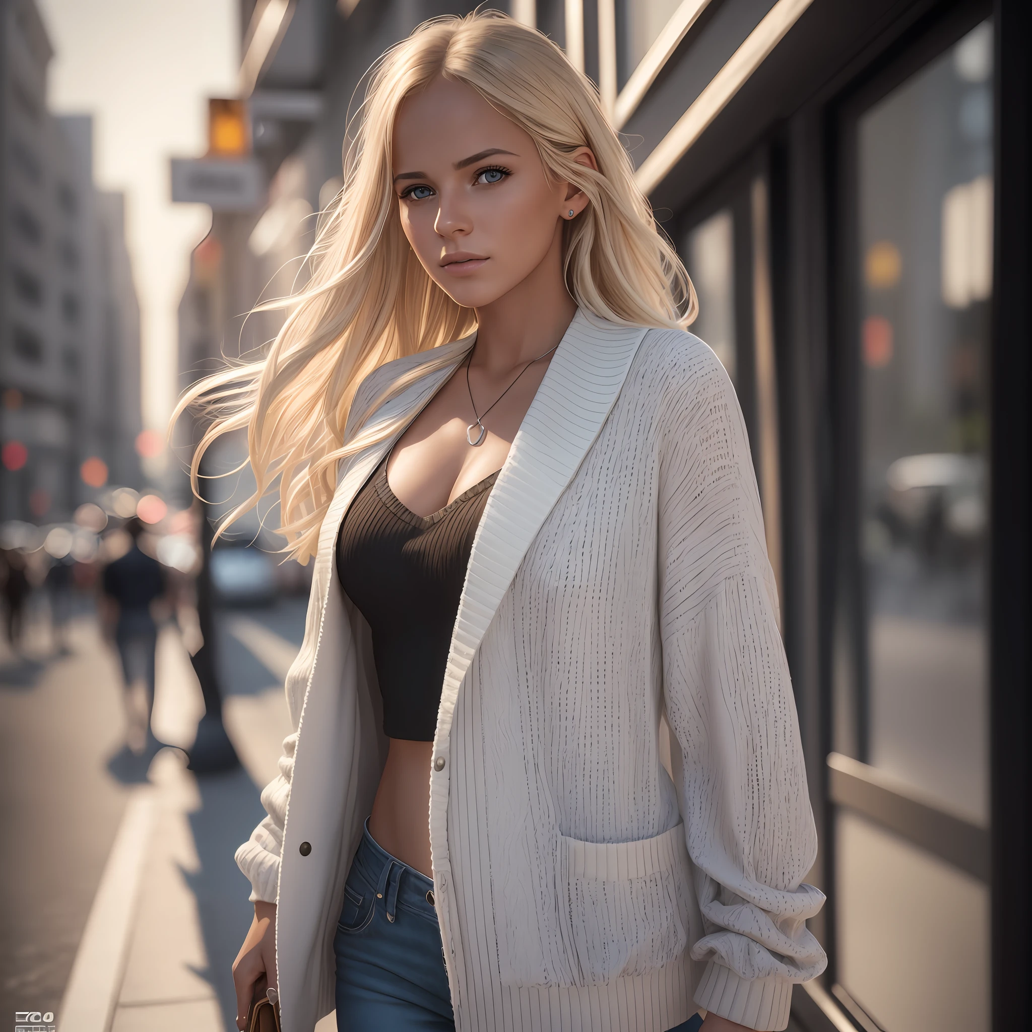 beautiful Swedish college girl, blonde, full body, in stylish outfit, outside on street, ((slim, petite)), photorealistic, photo, masterpiece, realistic, realism, photorealism, high contrast, photorealistic digital art trending on Artstation 8k HD high definition detailed realistic, detailed, skin texture, hyper detailed, realistic skin texture, armature, best quality, ultra high res, (photorealistic:1.4),, high resolution, detailed, raw photo, sharp re, by lee jeffries nikon d850 film stock photograph 4 kodak portra 400 camera f1.6 lens rich colors hyper realistic lifelike texture dramatic lighting unrealengine trending on artstation cinestill 800, --auto --s2