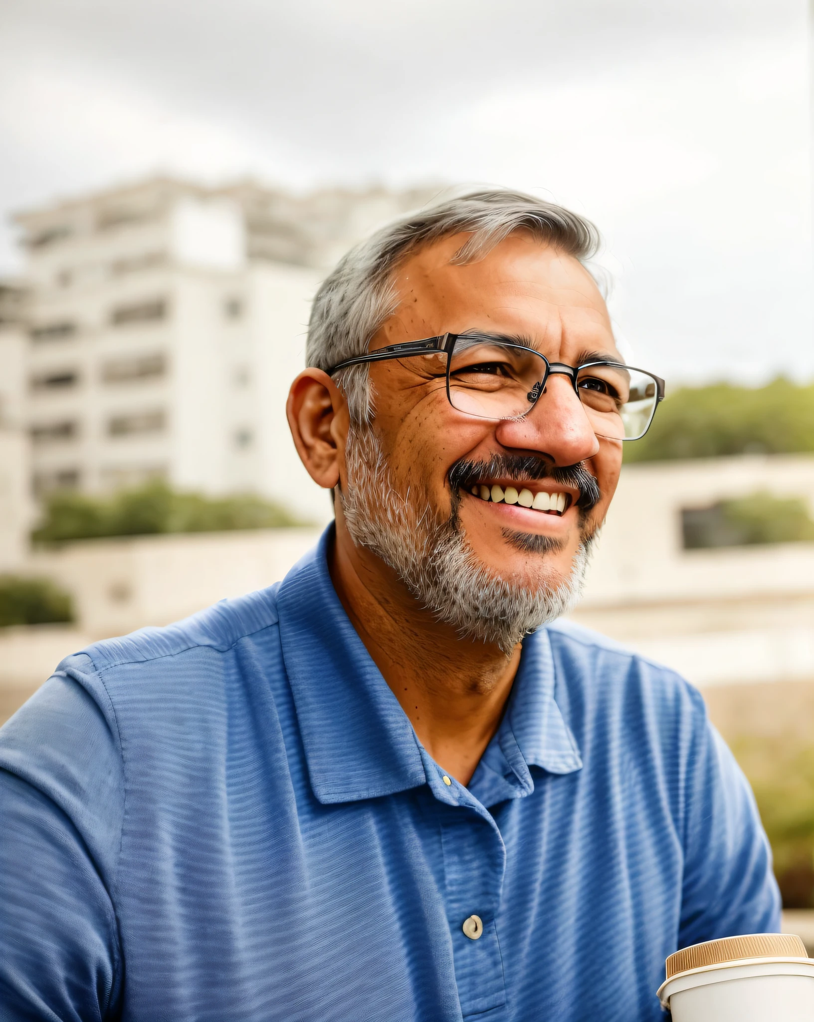smiling man in glasses and a gray shirt holding a cup of coffee, heraldo ortega, salustiano garcia cruz, luiz escanuela, david rios ferreira, victor maristane, carlos ortega elizalde, carmelo blandino, ignacio fernández ríos, ignacio fernandez rios, juan diaz canales, joseph moncada, andres rios