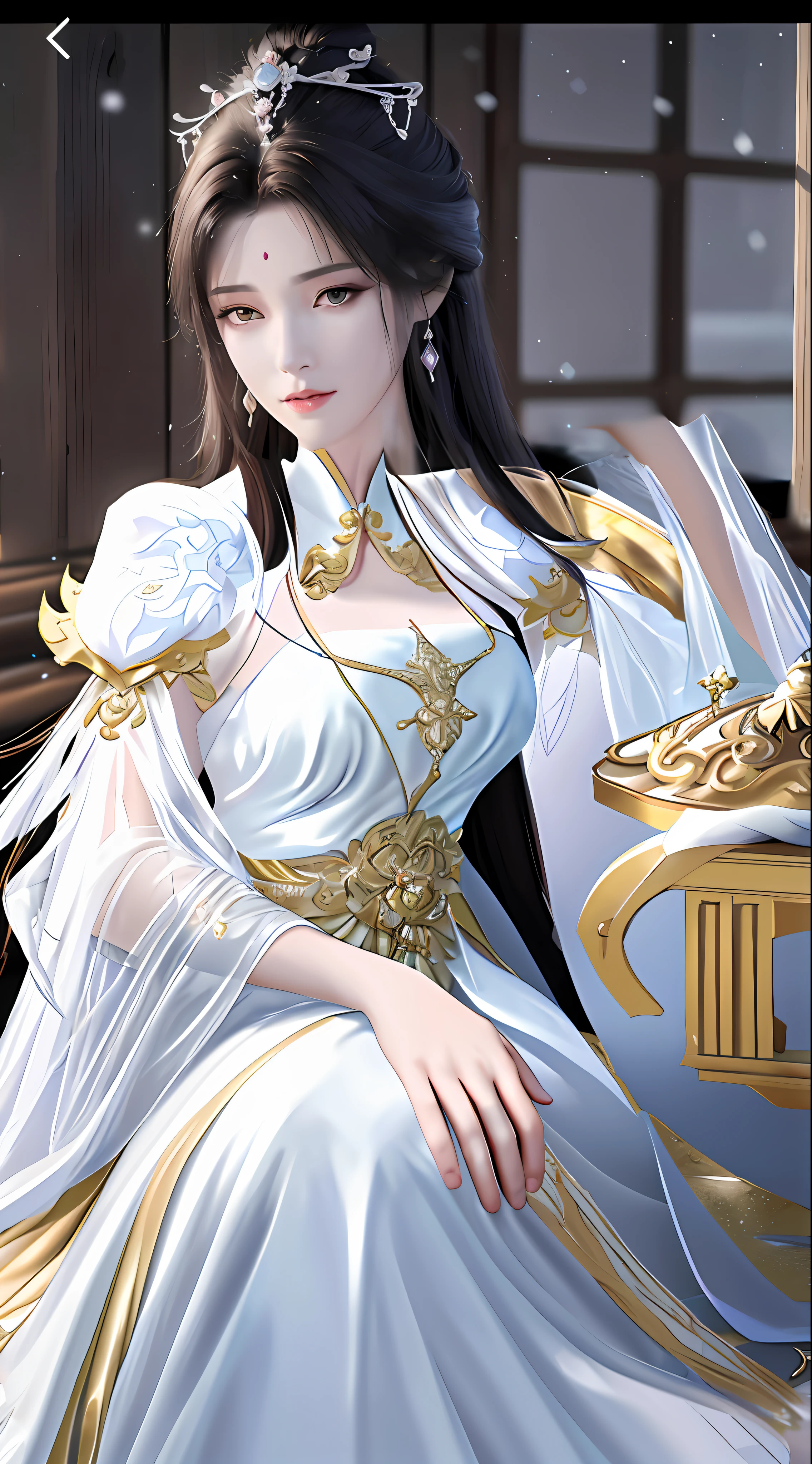a close up of a woman in a white dress with a gold crown, anime goddess, a beautiful fantasy empress, beautiful alluring anime woman, ((a beautiful fantasy empress)), by Yang J, trending on cgstation, 8k high quality detailed art, beautiful character painting, full body xianxia, portrait knights of zodiac girl, seductive tifa lockhart portrait