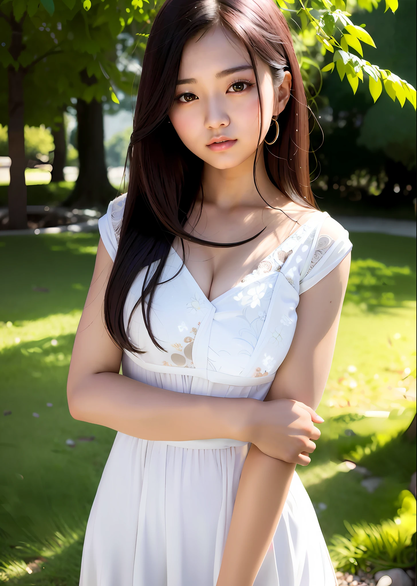 Arafe asian woman in white dress, beautiful asian girl, beautiful Japan girl face, young cute gravure idol, young sensual gravure idol, young skinny gravure idol, realistic young gravure idol, Japan model, beautiful young korean woman, young gravure idol, young asian girl, gorgeous young korean woman, sakimi-chan HDRI 、((masterpiece:1.4, best quality)), ((masterpiece, best quality)), (photo realistic:1.4) ((1girl)), (ultra highres:1.2), Japanese idle (Japanese actress) ,beautiful girl with beautiful details, very cute, beautiful girl with beautiful details, professional photography lighting, extremely detailed eyes and face, eyes with beautiful details,light green hair, mecha suit, Futuristic city background
