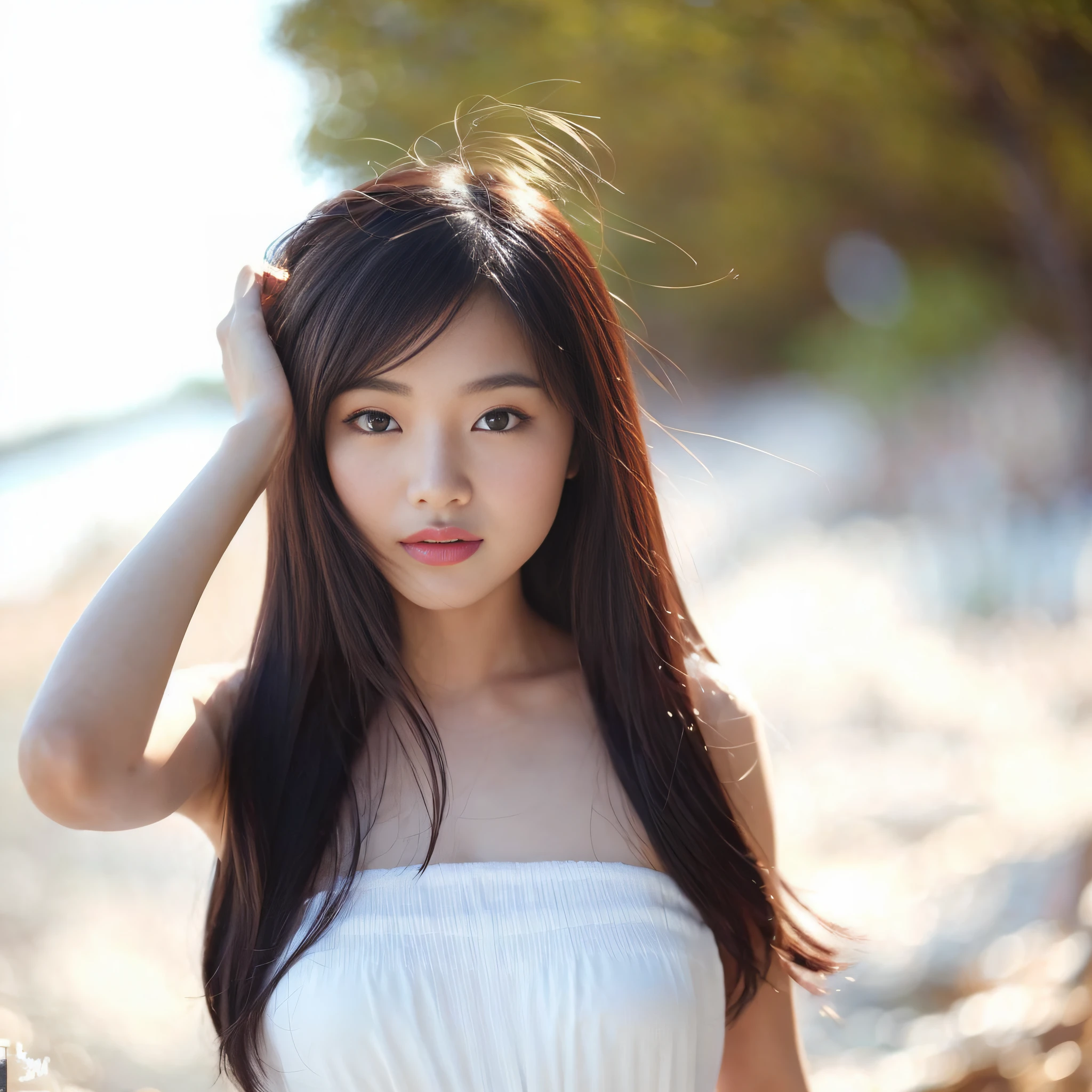 arafed asian woman in a white dress posing for a picture, beautiful asian girl, asian girl with long hair, young cute wan asian face, asian girl, young asian girl, korean girl, chinese girl, beautiful girl model, anime thai girl, girl cute-fine-face, gorgeous young korean woman, beautiful asian woman, beautiful young korean woman, beautiful model girl