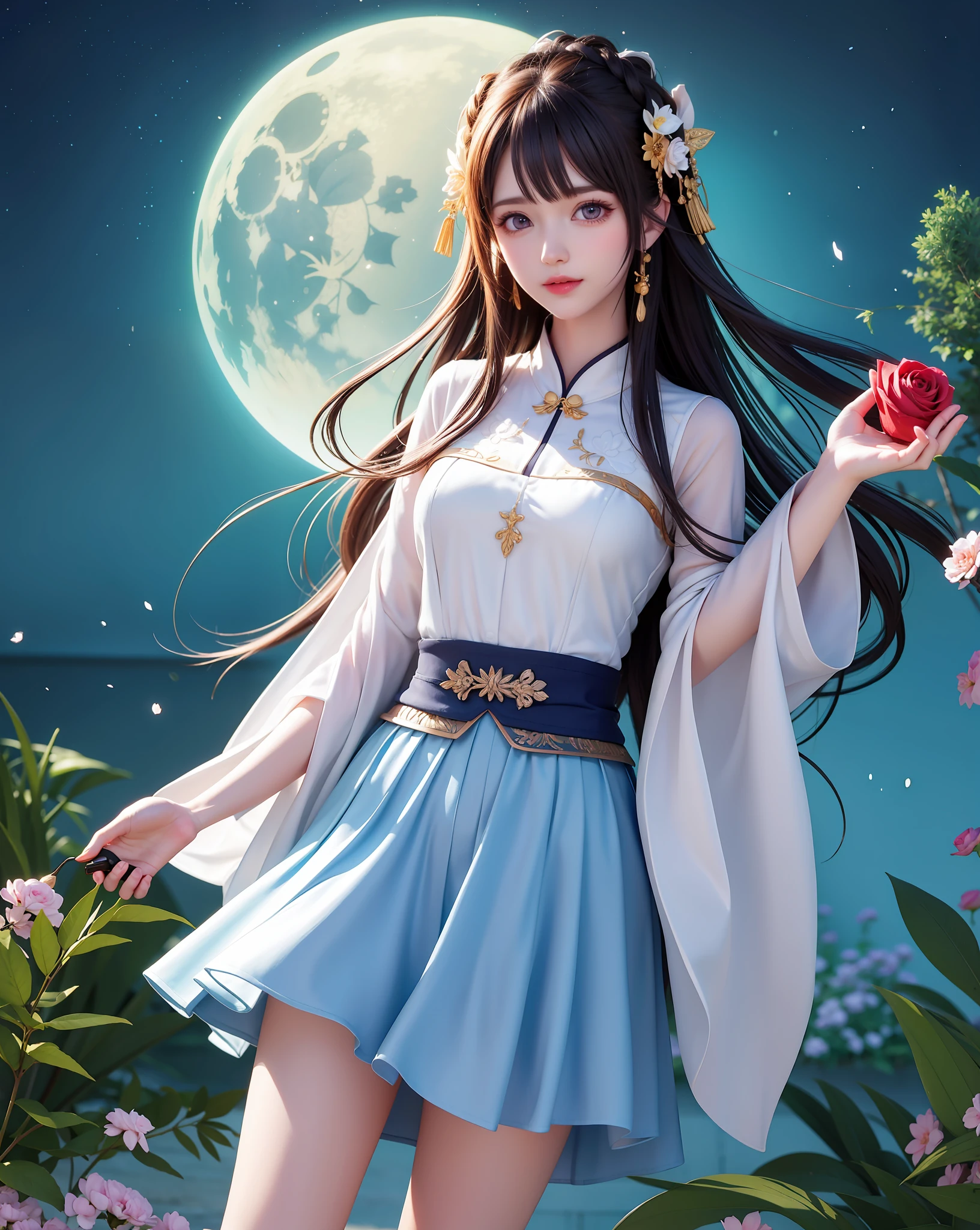 Holding a rose in his hand