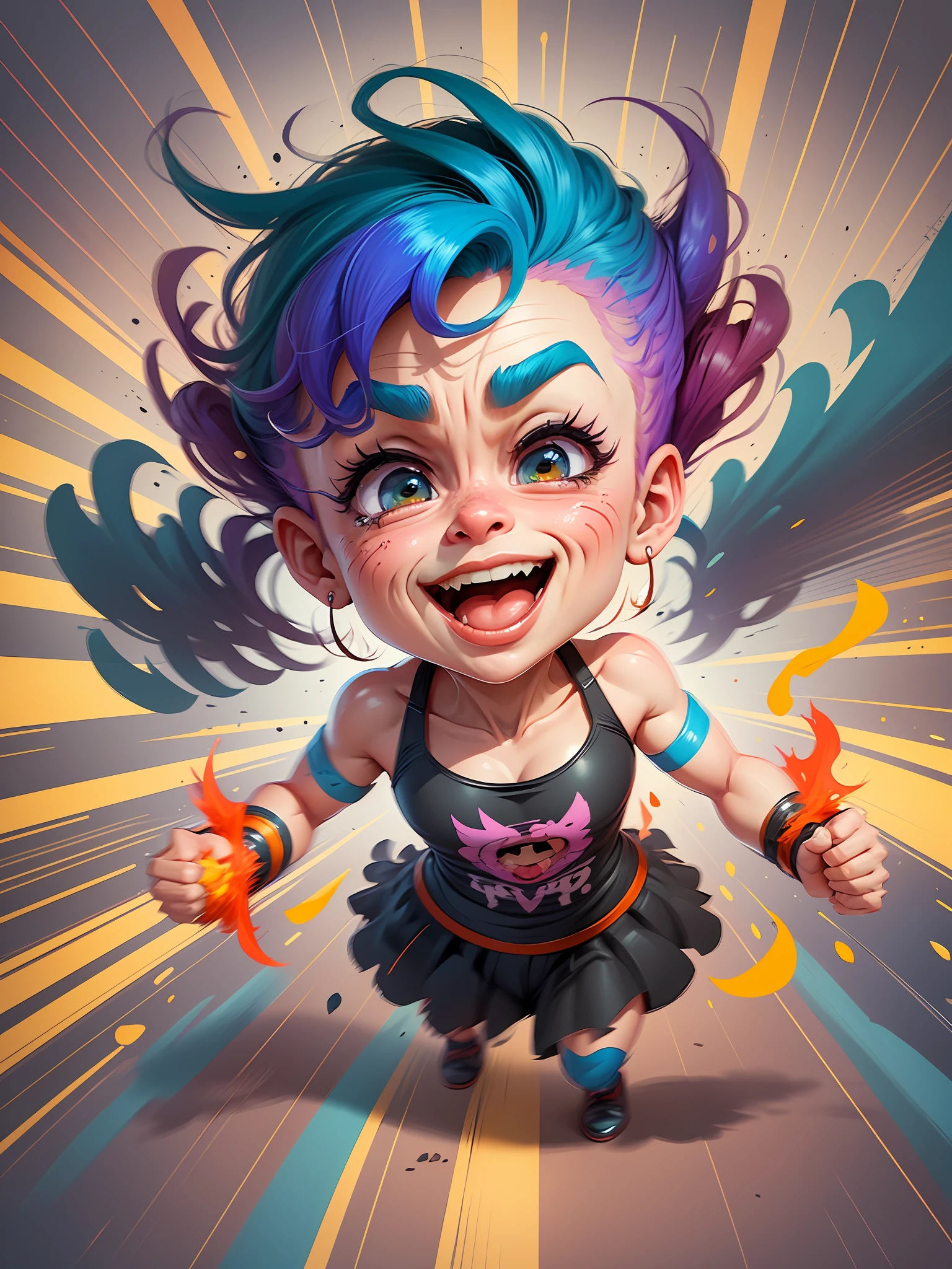 Animated caricature with vibrant and exaggerated strokes, conveying humor and captivating expressions. Cartoon style with smooth texture and fun perspective. Rendering in vivid and dynamic colors --auto --s2