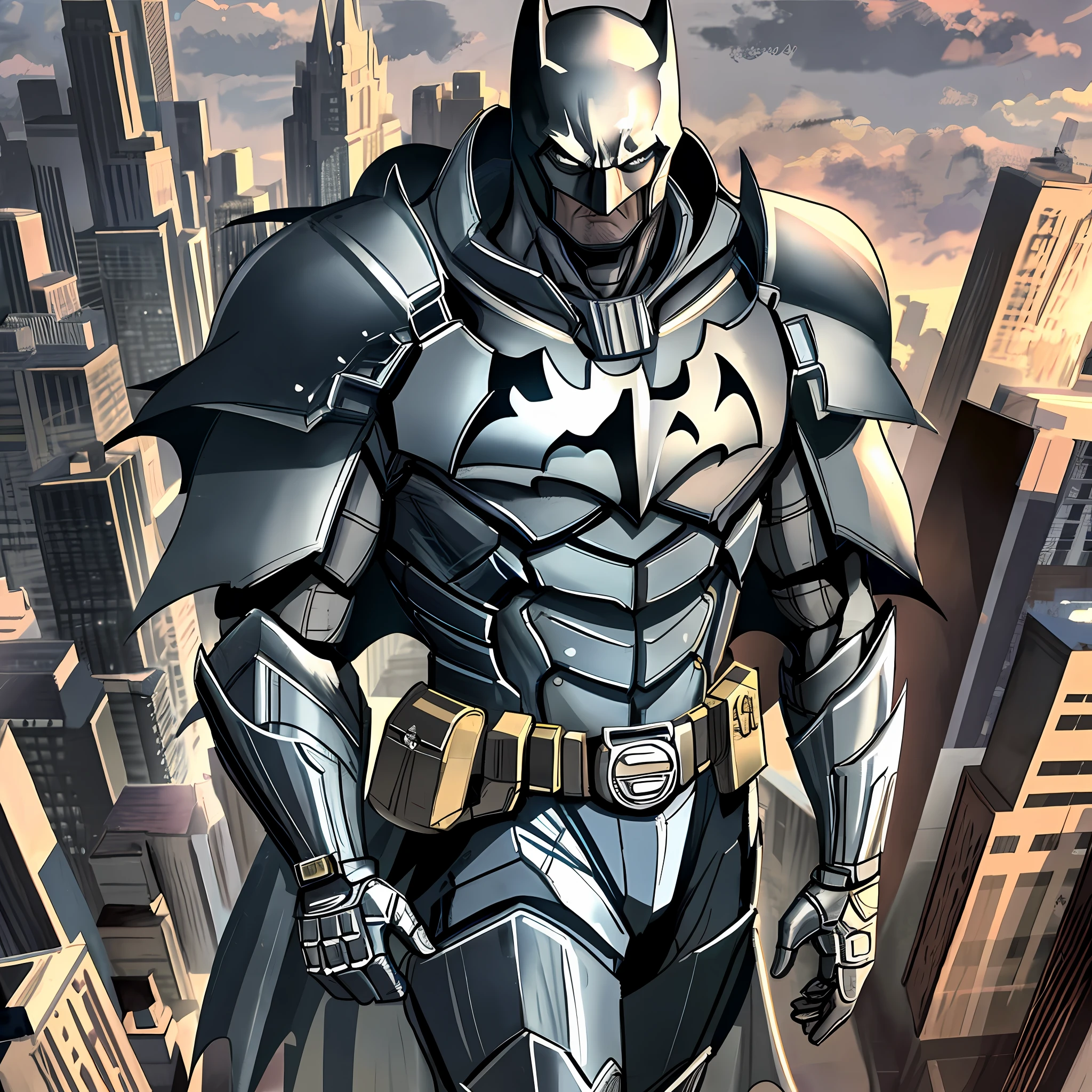 Batman wearing a big suit of armor
