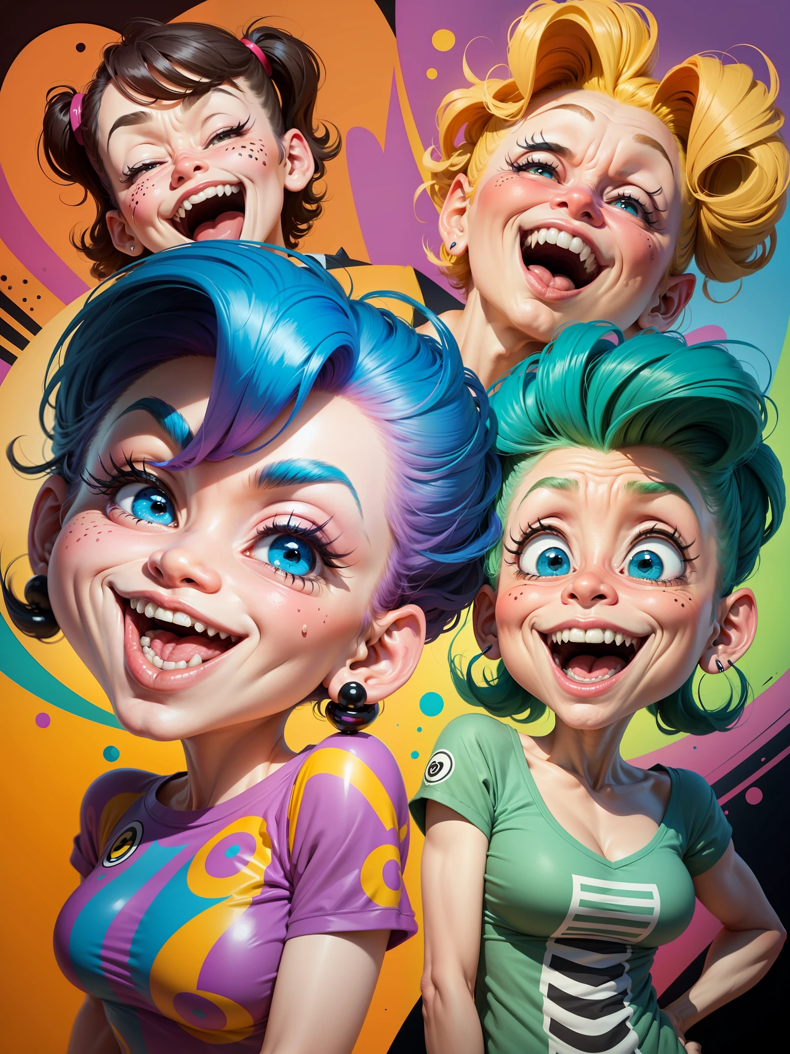 Animated caricature with vibrant and exaggerated strokes, conveying humor and captivating expressions. Cartoon style with smooth texture and fun perspective. Rendering in vivid and dynamic colors --auto --s2