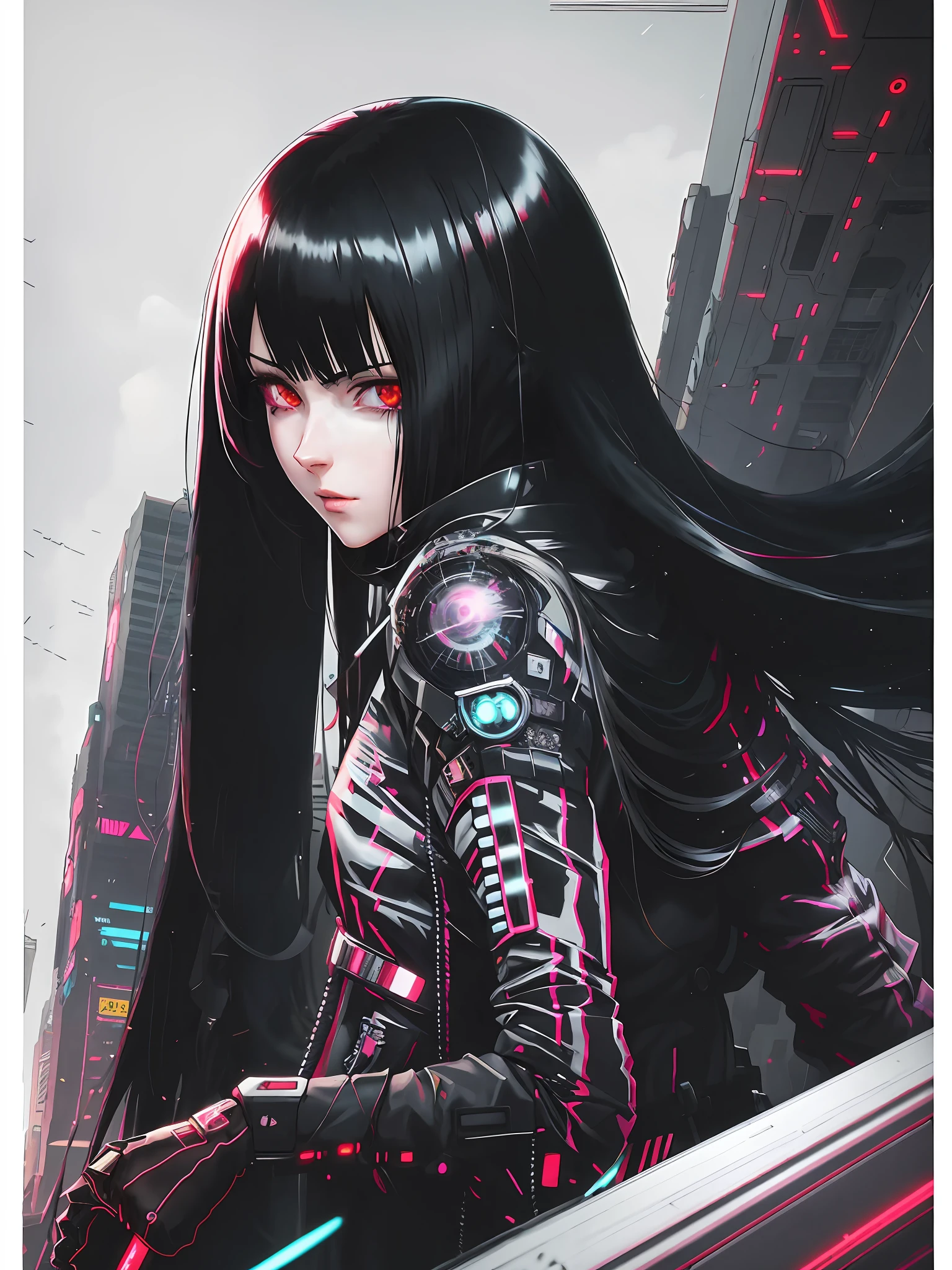 anime girl with long black hair and a futuristic helmet, digital cyberpunk anime art, digital cyberpunk - anime art, anime cyberpunk art, female cyberpunk anime girl, cyberpunk anime girl, jet black haired cyberpunk girl, cyberpunk anime art, anime cyberpunk, cyberpunk anime girl mech, cyberpunk art style, the cyberpunk girl portrait, dark cyberpunk illustration, modern cyberpunk anime, anime style 4 k