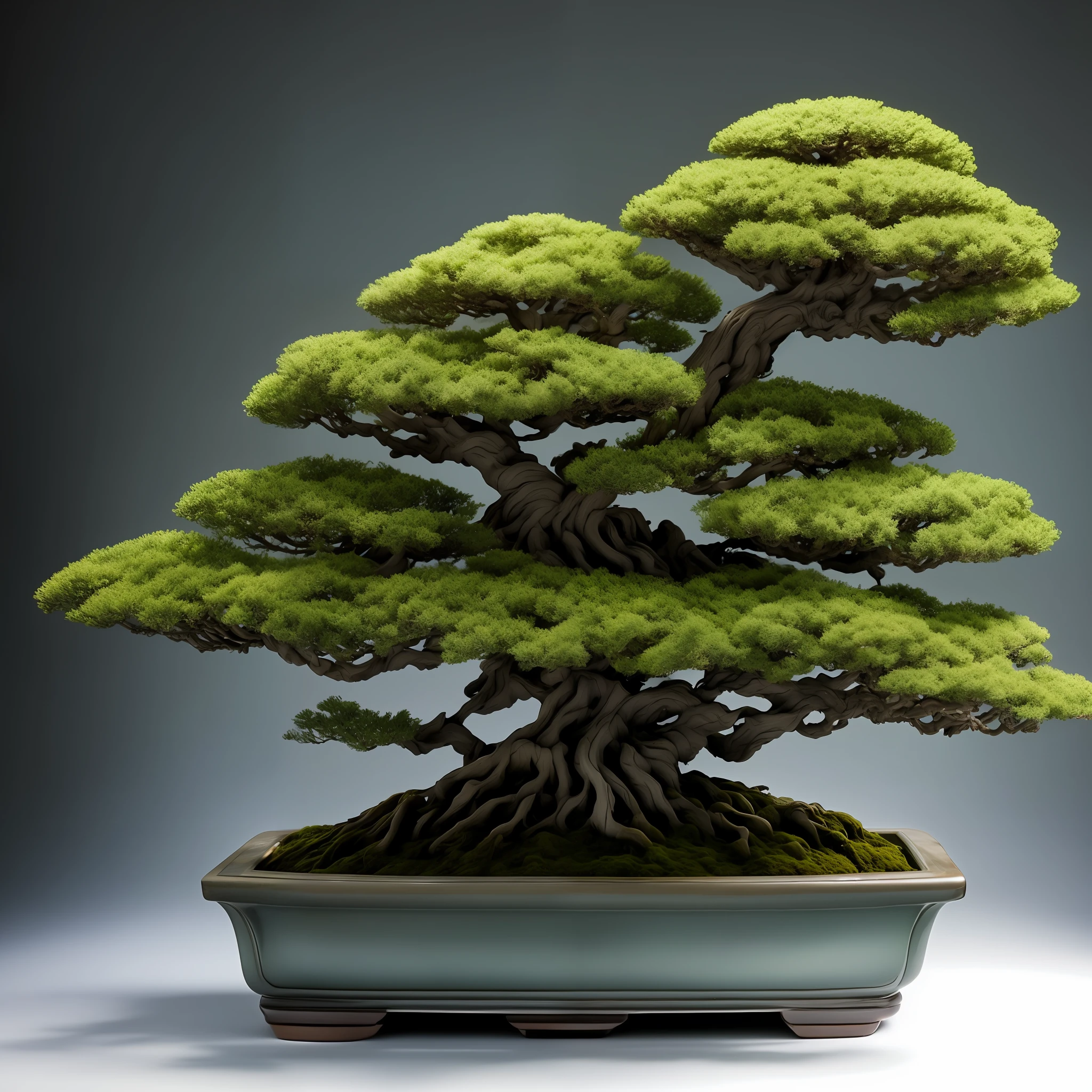 A bonsai tree, realistic, photography, photographic studio lighting, photographed by a Phase One camera, details in hdr sharpness, hyperfocus, 8K, ultra realistic, clean background