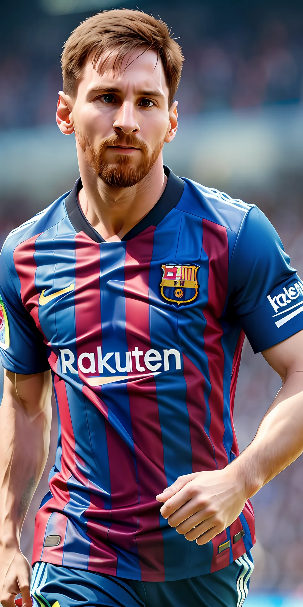 Messi wearing the shirt of the cruise sport club, with realistic and photographic look, presenting hyperfocus and sharpness that simulates a photograph taken by professional camera, realistic details and textures. --auto --s2