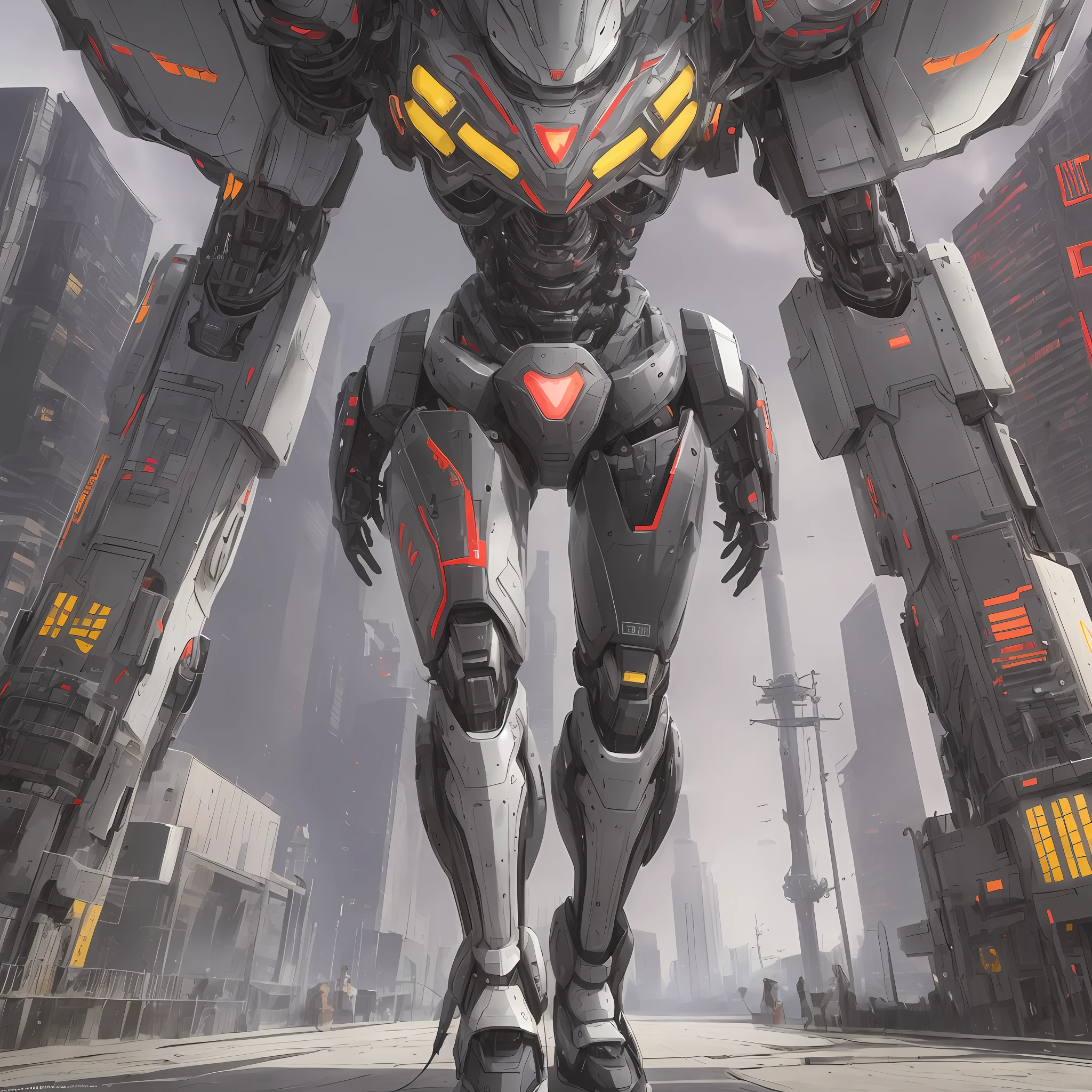 Please generate an image of a humanoid giant robot, standing 10 meters tall. The robot has an advanced color scheme of red and black, with an incredibly detailed design and texture. A large rifle is equipped at its waist, further accentuating the robot's overall power and intimidation. At the center of the chest is a cockpit for the pilot to operate, positioned at a place that could be described as the heart of the robot. This robot showcases its superior performance on the battlefields of the near future. --auto --s2