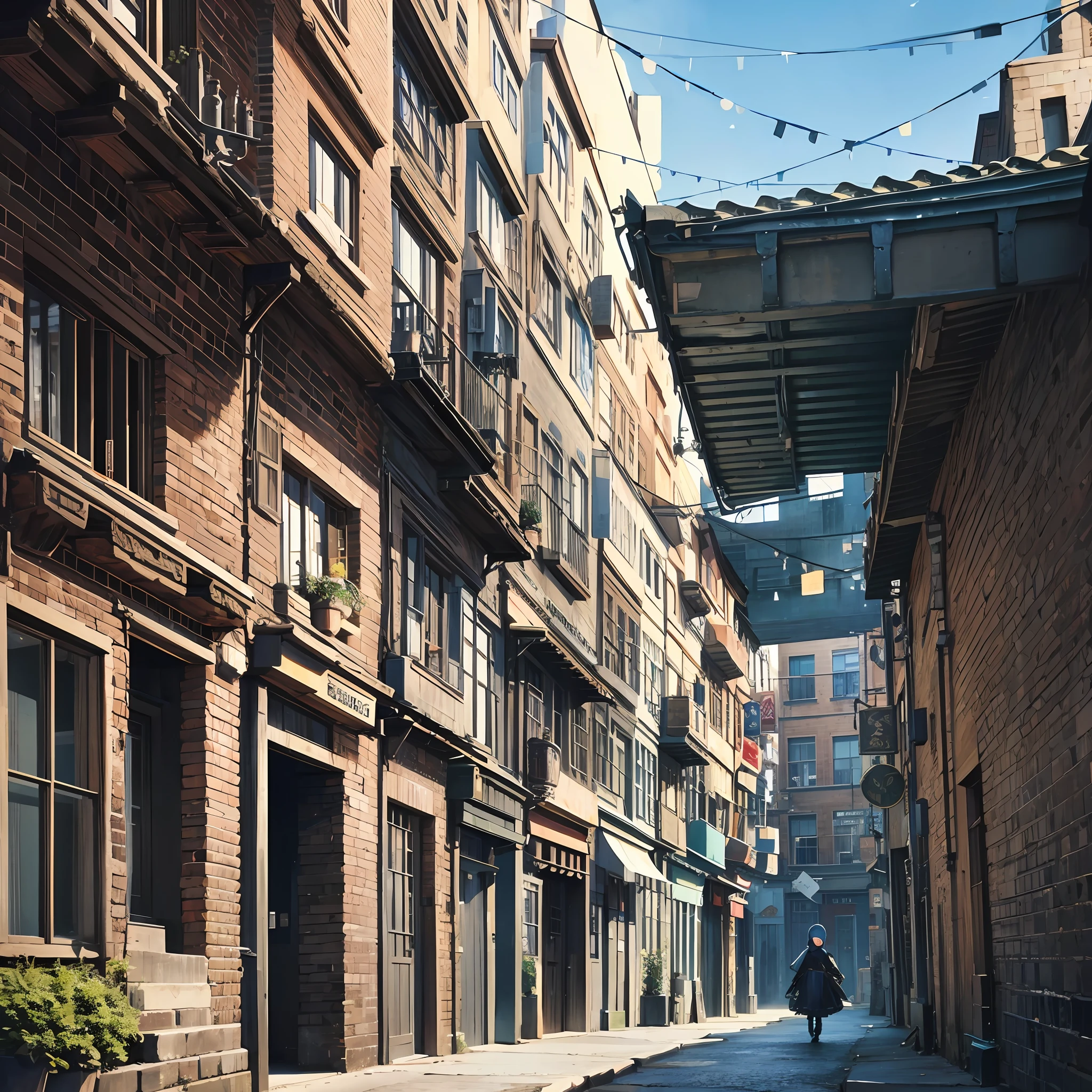 /imagine prompt: An old street with buildings lined with Uyghur baked nangs ,Steampunk::0.1, Uygur::1, Nang::1, Old Street::0.5, High and dense buildings on both sides::0.2, Center the composition, up view, Unreal Engine, Cinematic light, Gothic, high detail , Alchemy Laboratory, Gothic gloomy --auto --s2