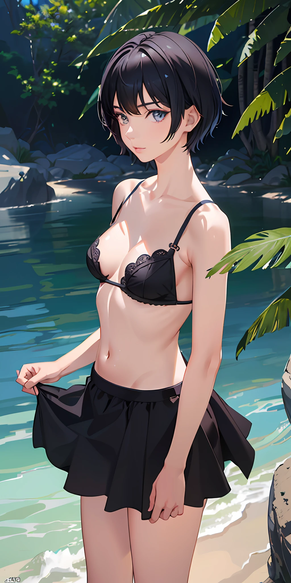 Kai Kokoa, Kai Kokoa, STU48 Kai Kokoai, Short hair, Short cut, Black hair, 155 cm, Small breasts, (Photorealistic: 1.4), (Masterpiece, Side light, Detailed beautiful eyes: 1.2), Masterpiece*Portrait, Realistic, 3D Face, Glowing eyes, Glossy hair, Glossy skin, Solo,
