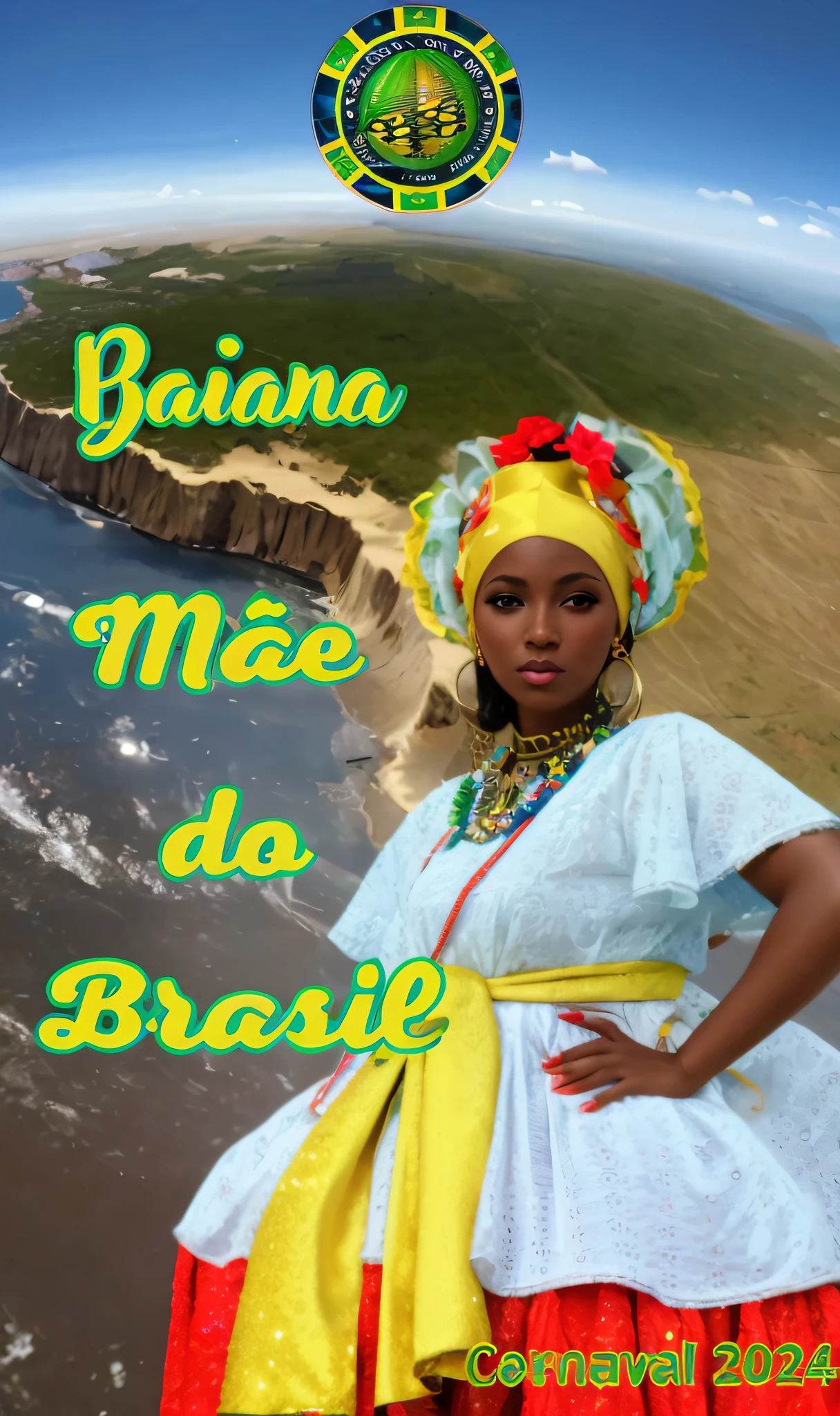 arafed image of a woman in a dress and headdress standing in front of a globe, album art cover, album cover, brazilan supermodel, mami wata, album art, brazil carnival, new album cover, by Briana Mora, album artwork, malika favre, music album cover, by Maria Helena Vieira da Silva, an album cover