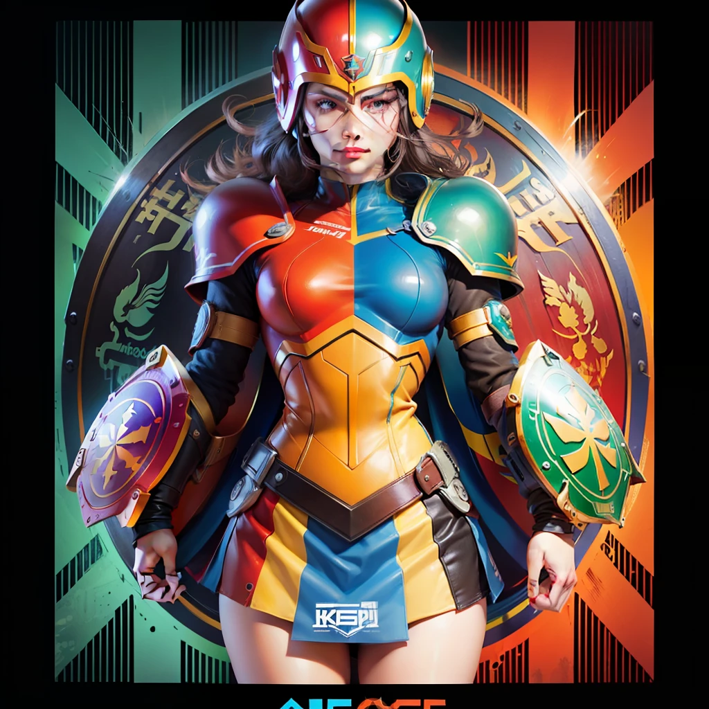 A cartoon style shield logo with vibrant colors, It features a well-planned design, with sophisticated features and defined contours, Strong texture and frontal perspective, Motor Gráfico Leonardo Diffusion, motor de Renderização Leonardo style, Prompt Magic v2, 2024x2024 Px, Guidance Scale 20, Strength 0.60 --auto --s2