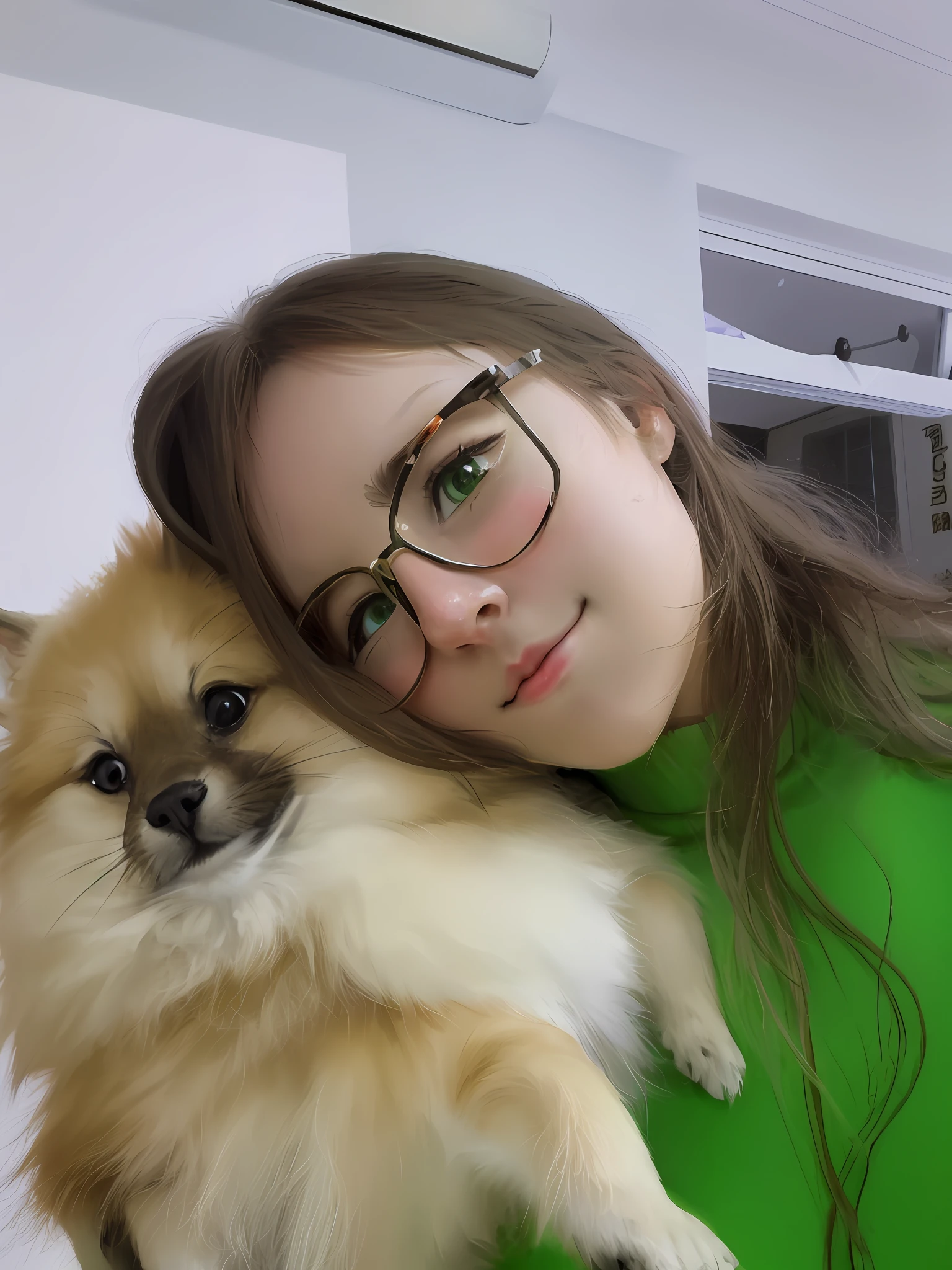 Anime-style panting, best quality, seems a draw of anime. Green background. 8k