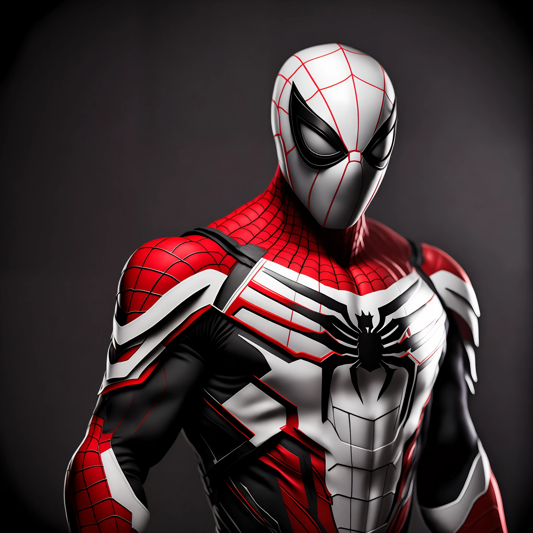 Spiderman suit, tactical combat suit, 8k, simple basic minimalist white stealth suit, matte white simple stealth suit with minimal black red lines accent, DIY homemade suit, rugged, photo realistic, menacing death, high details, best quality.