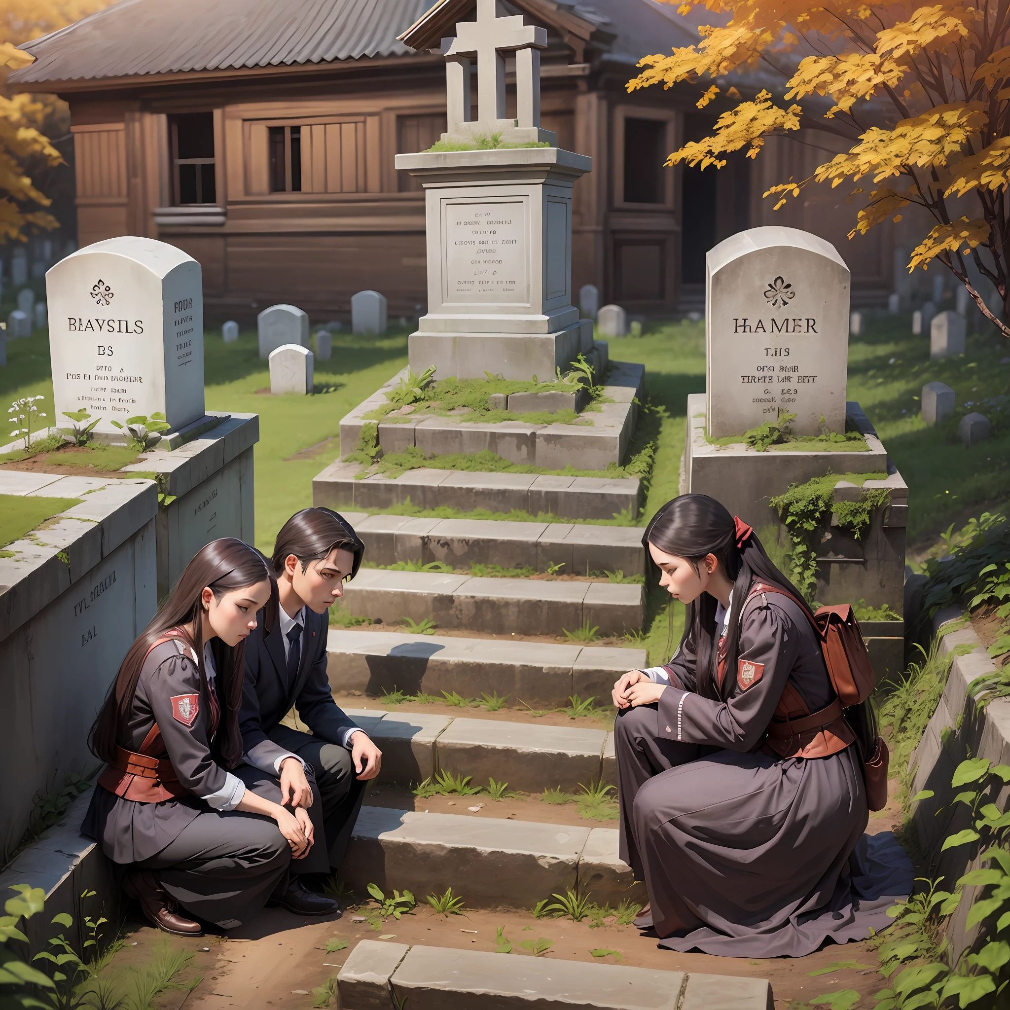 The brothers and sisters went to visit their parents' graves --auto --s2