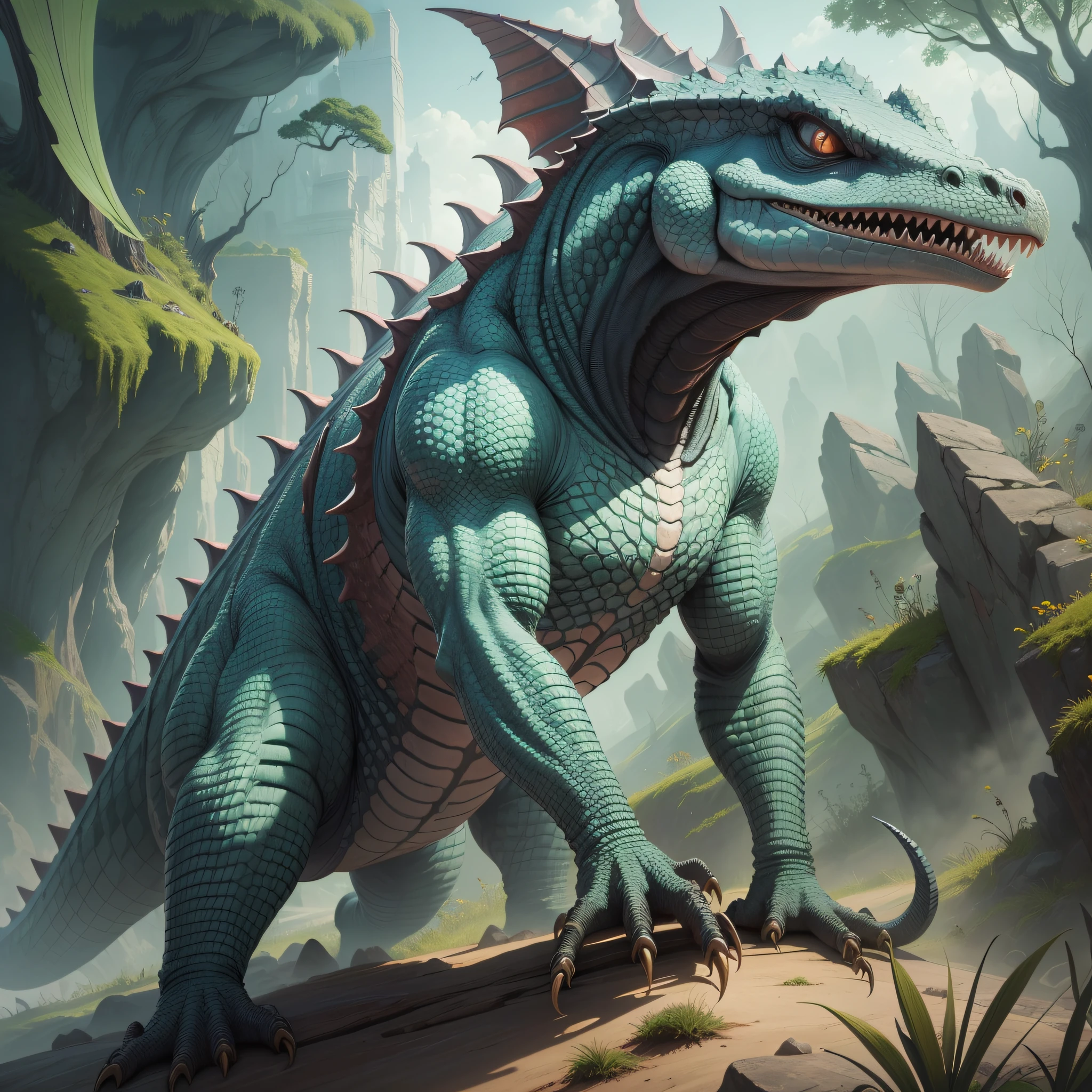 reptilian creature, from another planet, with advanced evolutionary aspects